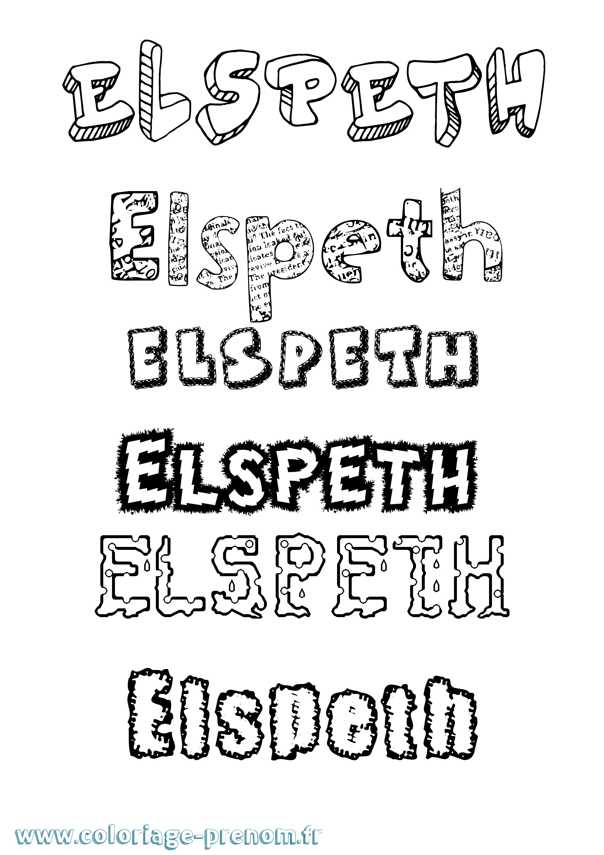 Coloriage Elspeth Destructuré Coloriage prénom Elspeth Destructuré