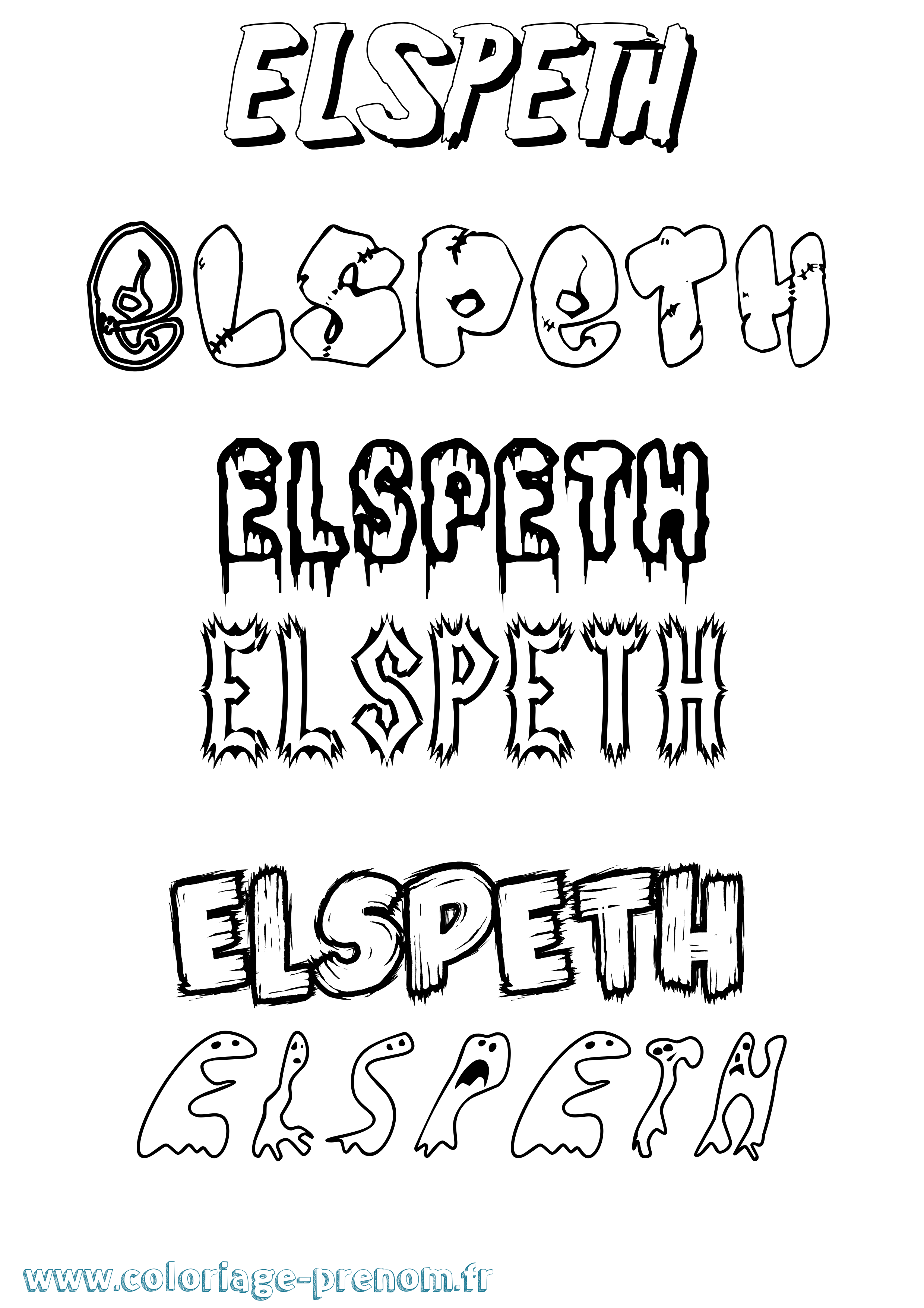 Coloriage Elspeth Frisson Coloriage prénom Elspeth Frisson