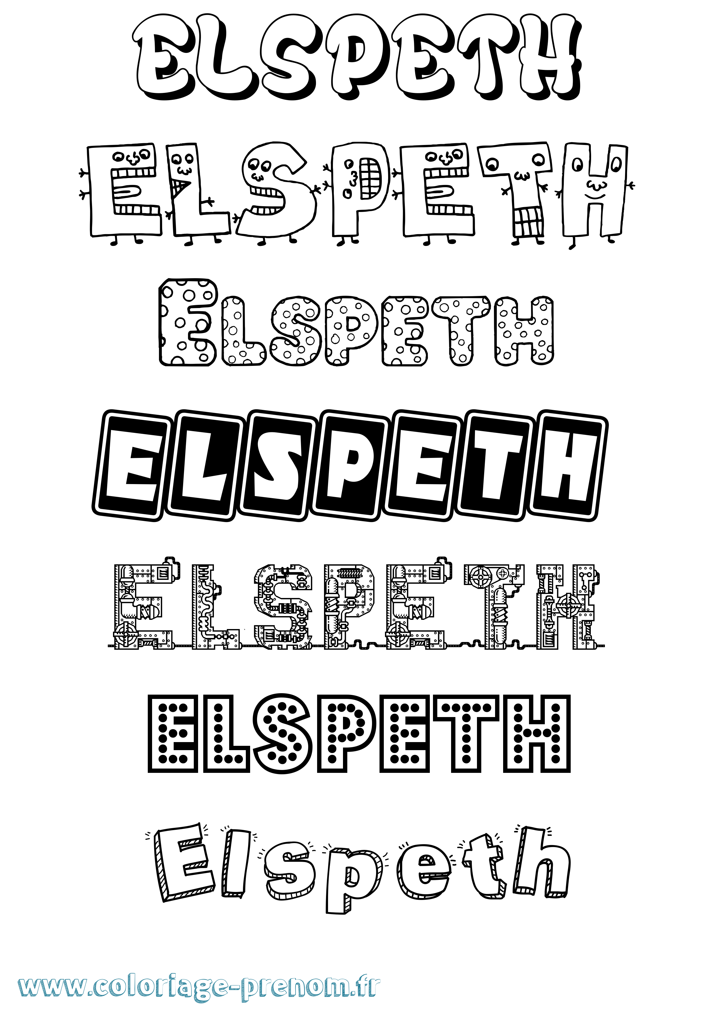 Coloriage Elspeth Fun Coloriage prénom Elspeth Fun