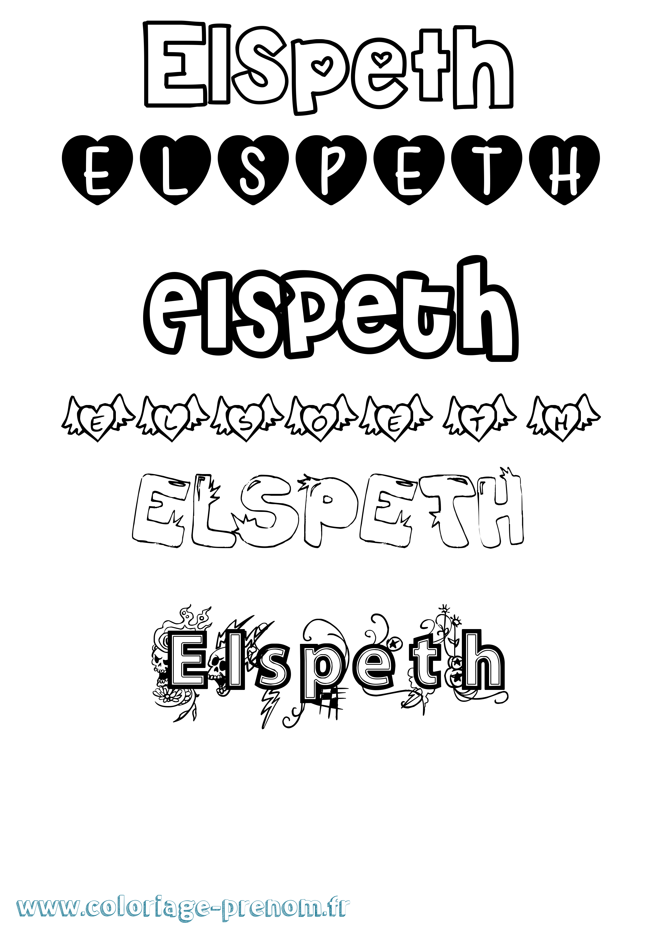 Coloriage Elspeth Girly Coloriage prénom Elspeth Girly