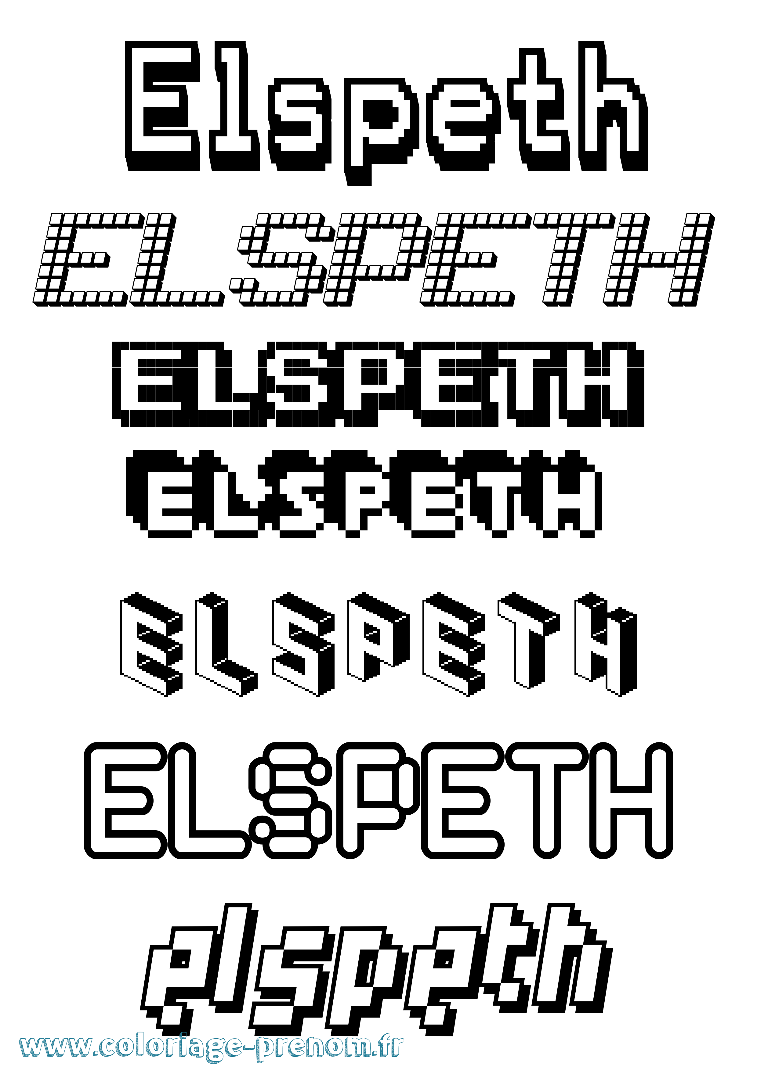Coloriage Elspeth Pixel Coloriage prénom Elspeth Pixel