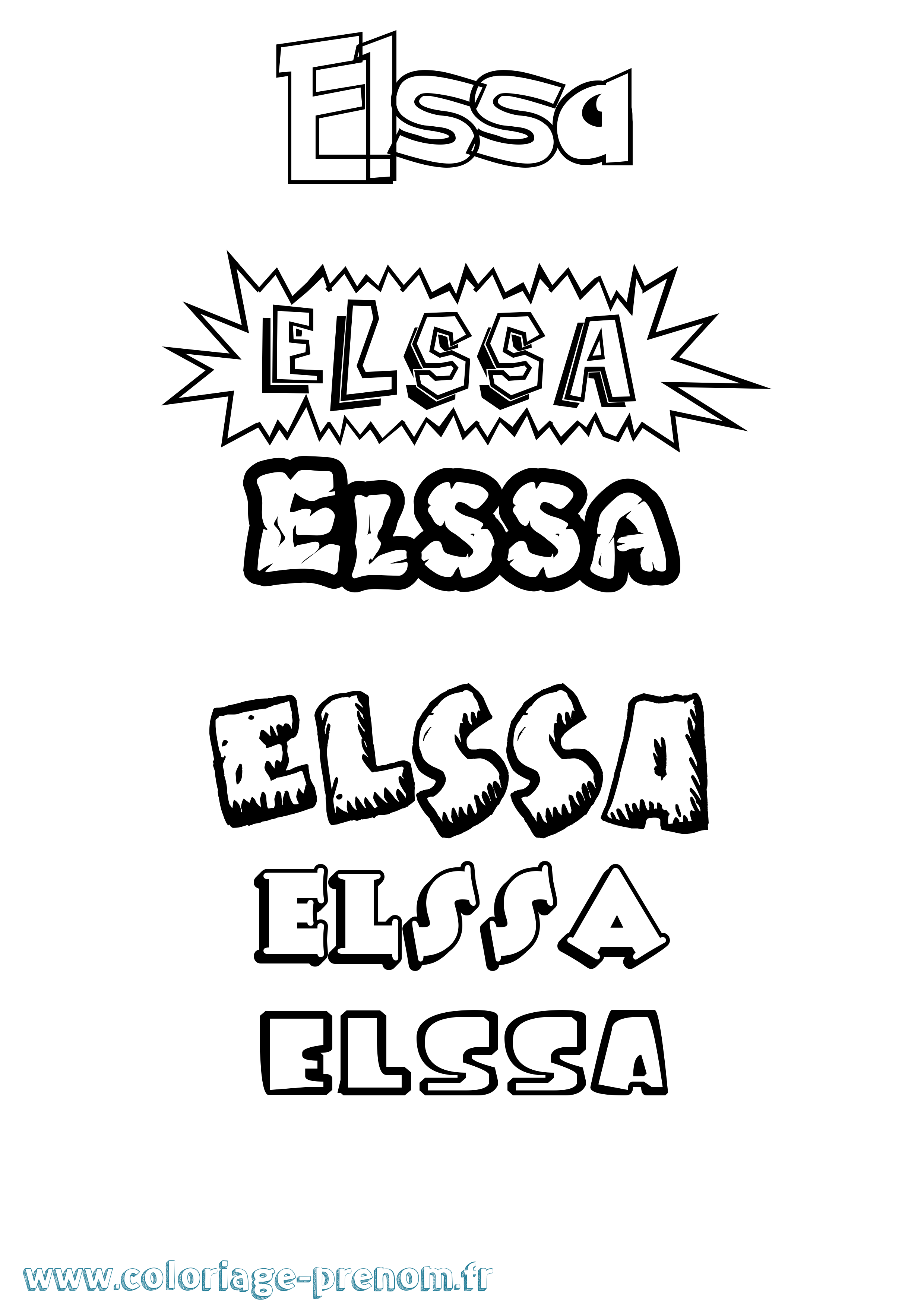 Coloriage Elssa Dessin Animé Coloriage prénom Elssa Dessin Animé