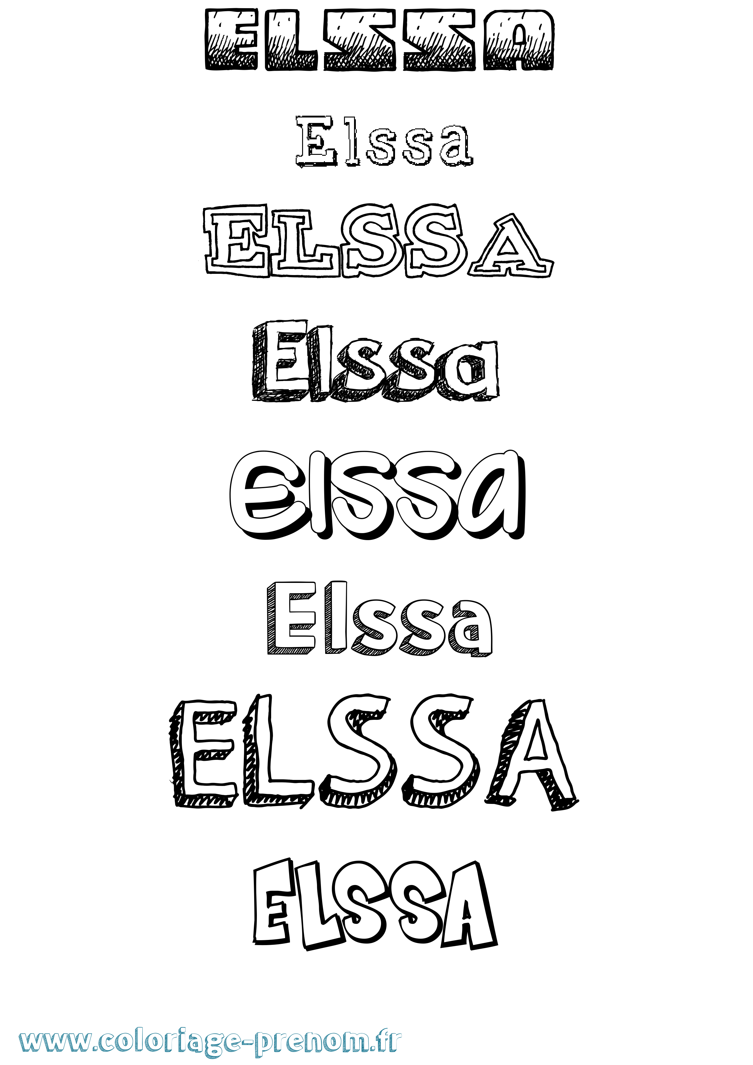 Coloriage Elssa Dessiné Coloriage prénom Elssa Dessiné