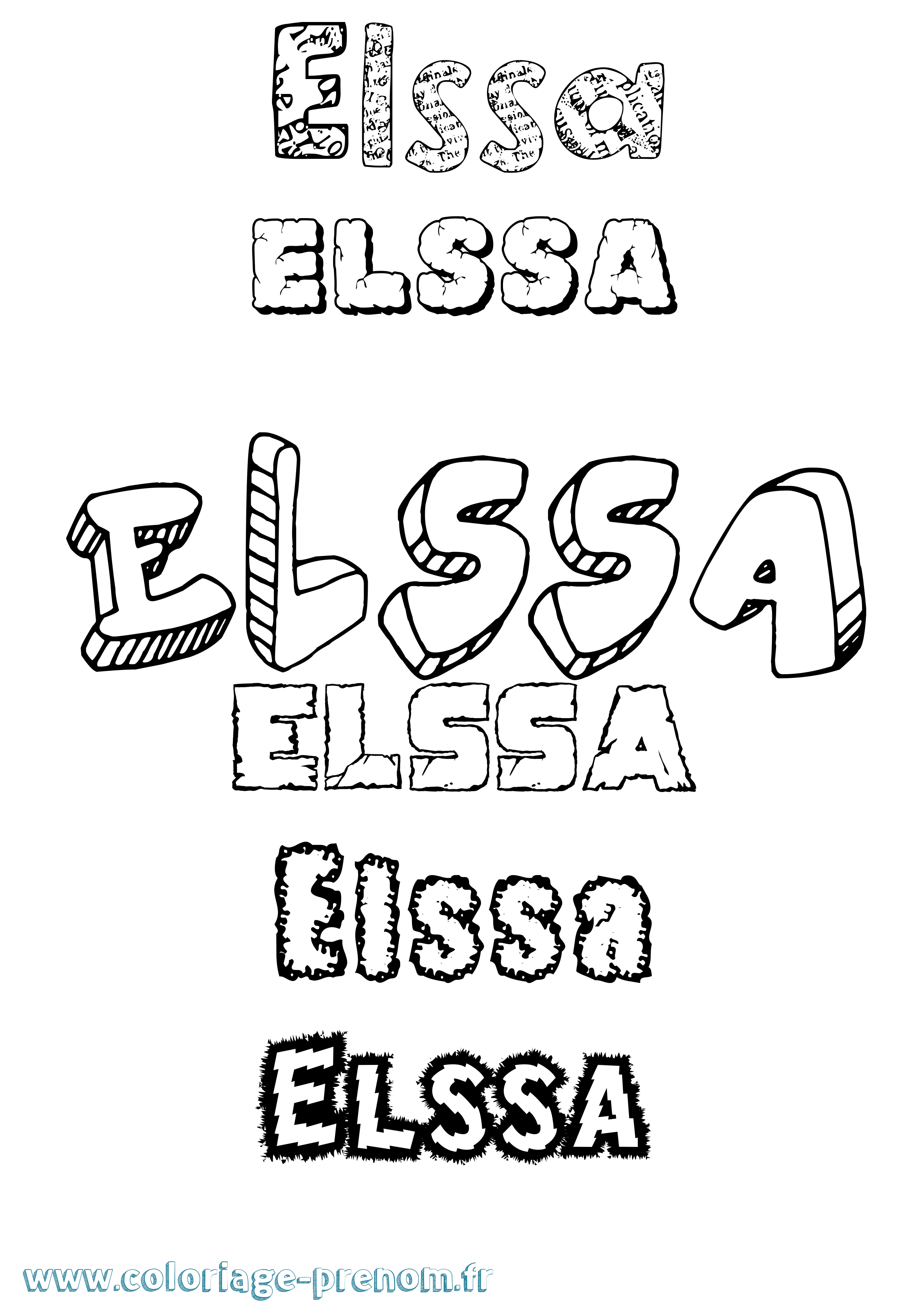 Coloriage Elssa Destructuré Coloriage prénom Elssa Destructuré