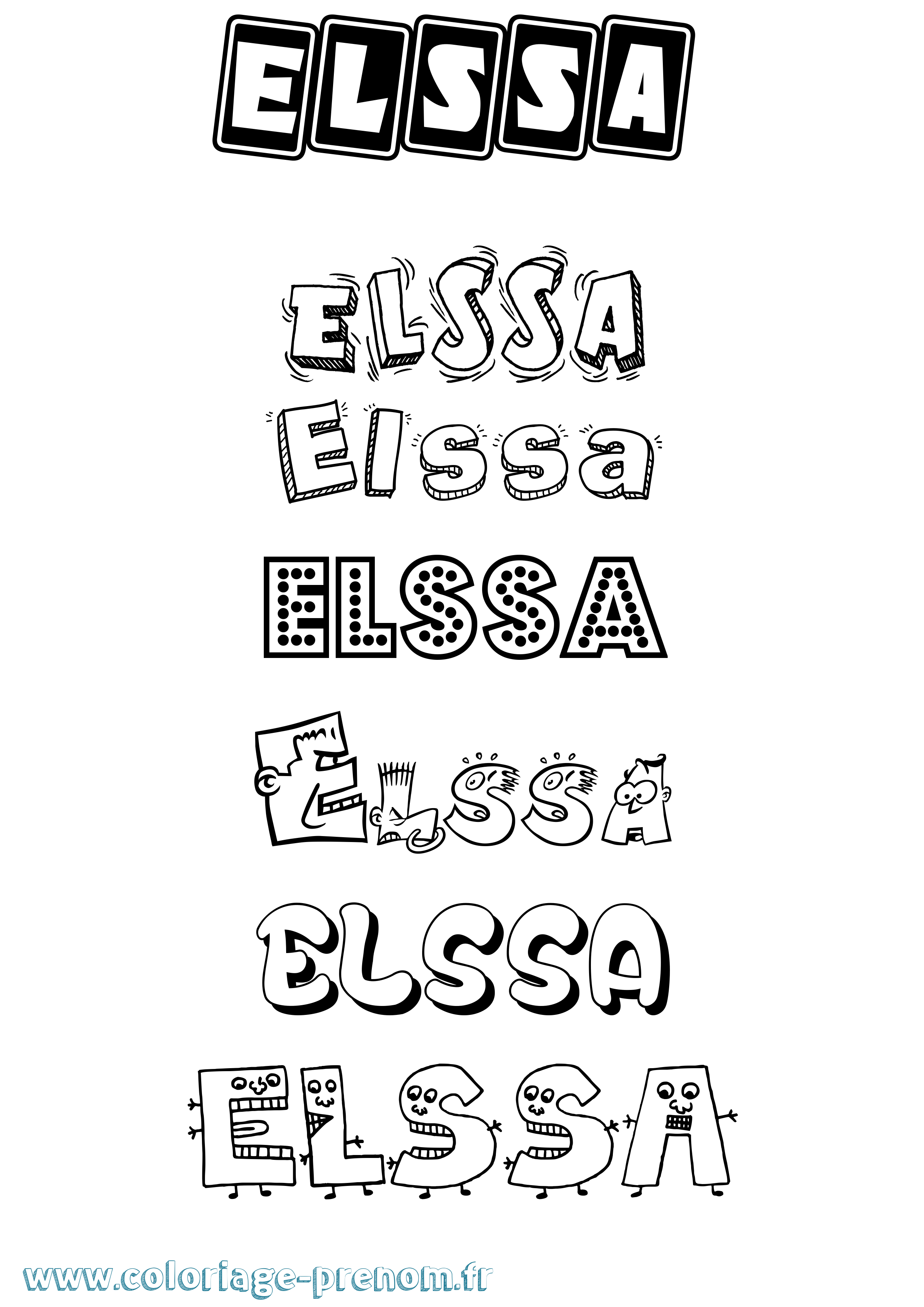 Coloriage Elssa Fun Coloriage prénom Elssa Fun