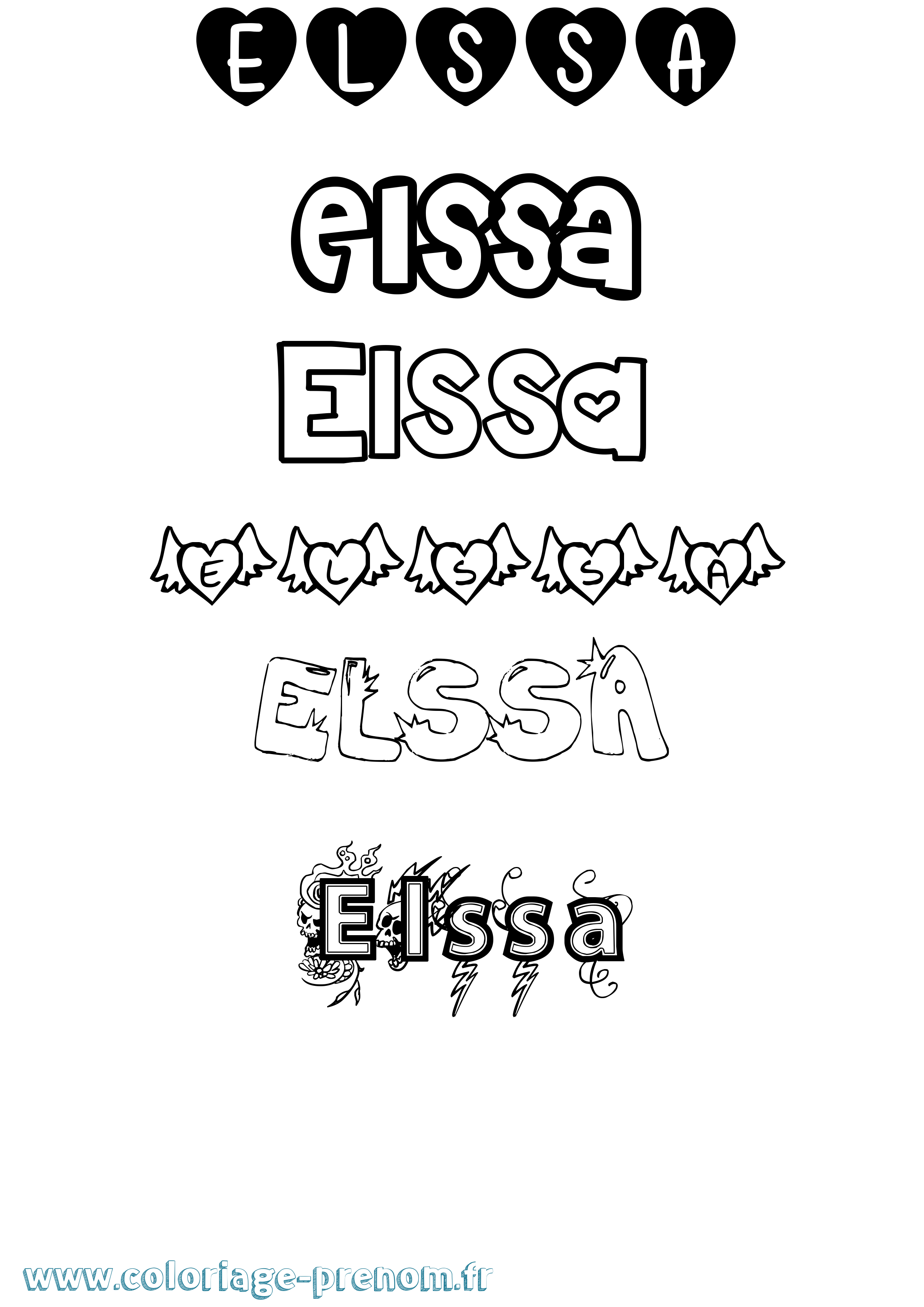 Coloriage Elssa Girly Coloriage prénom Elssa Girly