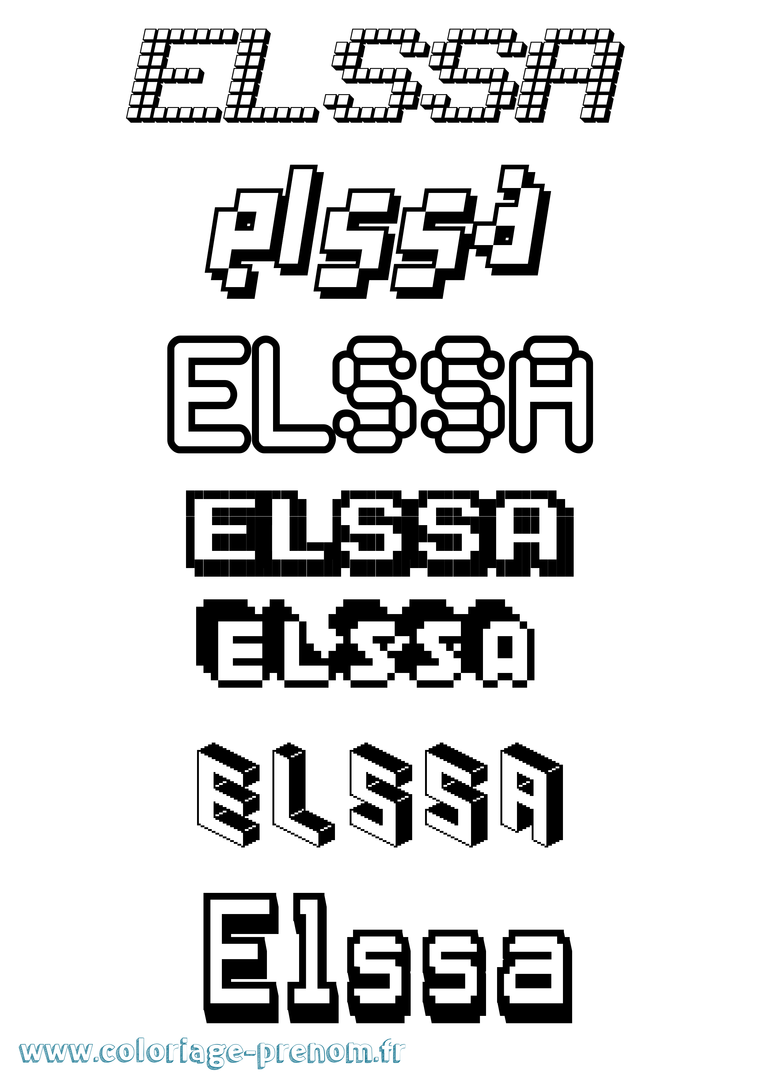 Coloriage Elssa Pixel Coloriage prénom Elssa Pixel
