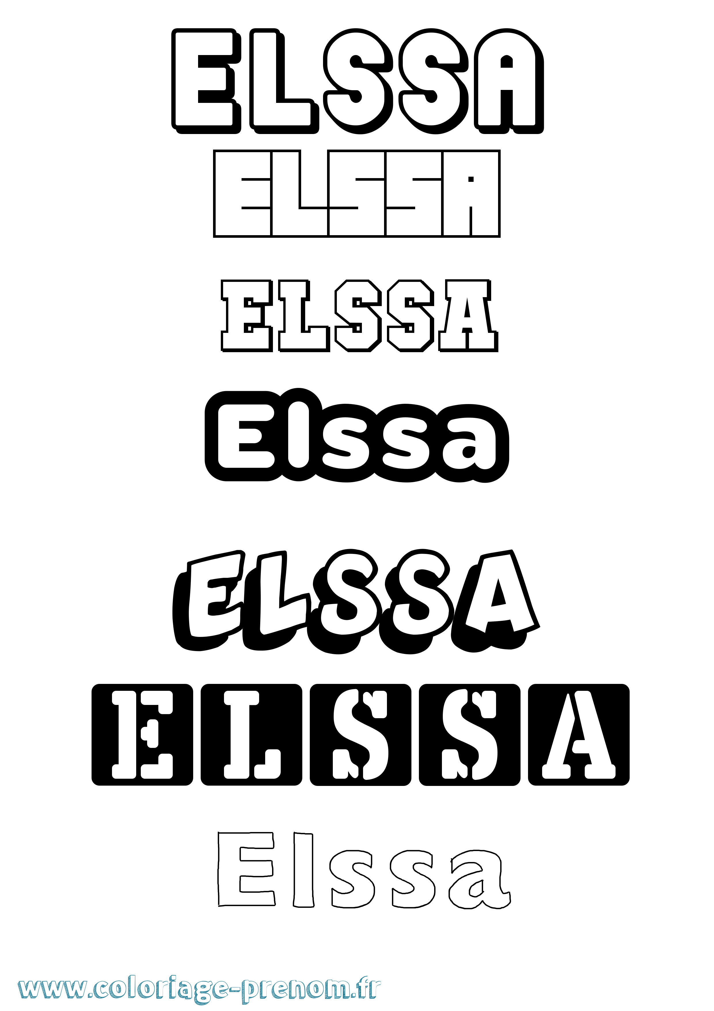 Coloriage Elssa Simple Coloriage prénom Elssa Simple