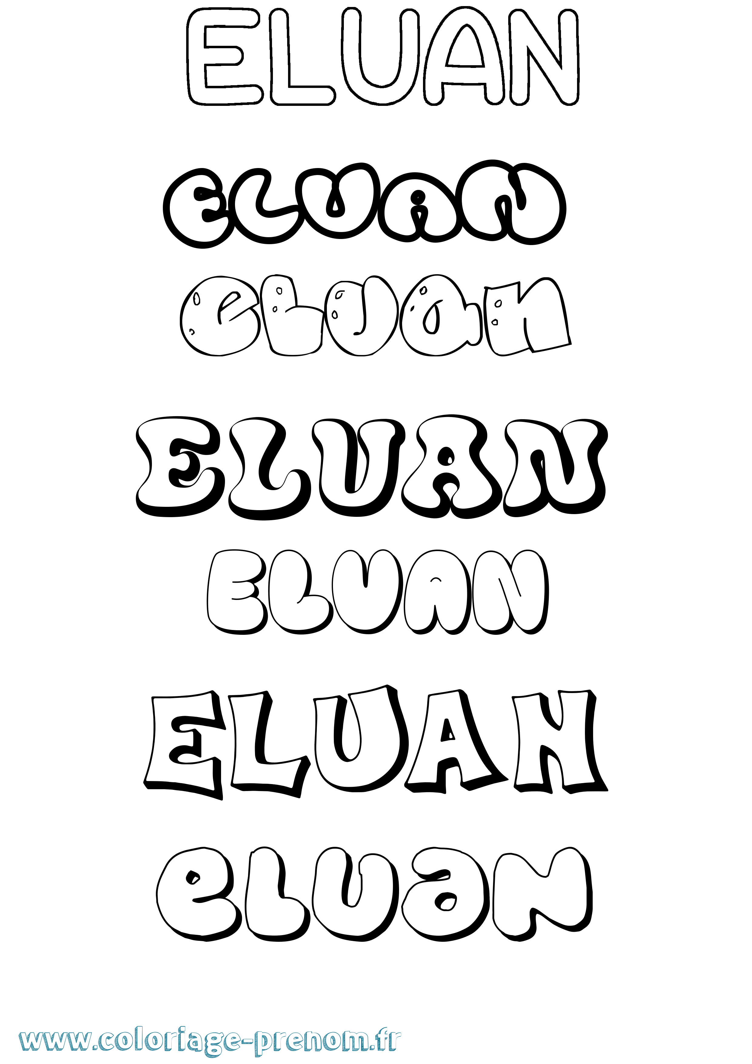 Coloriage Eluan Bubble Coloriage prénom Eluan Bubble