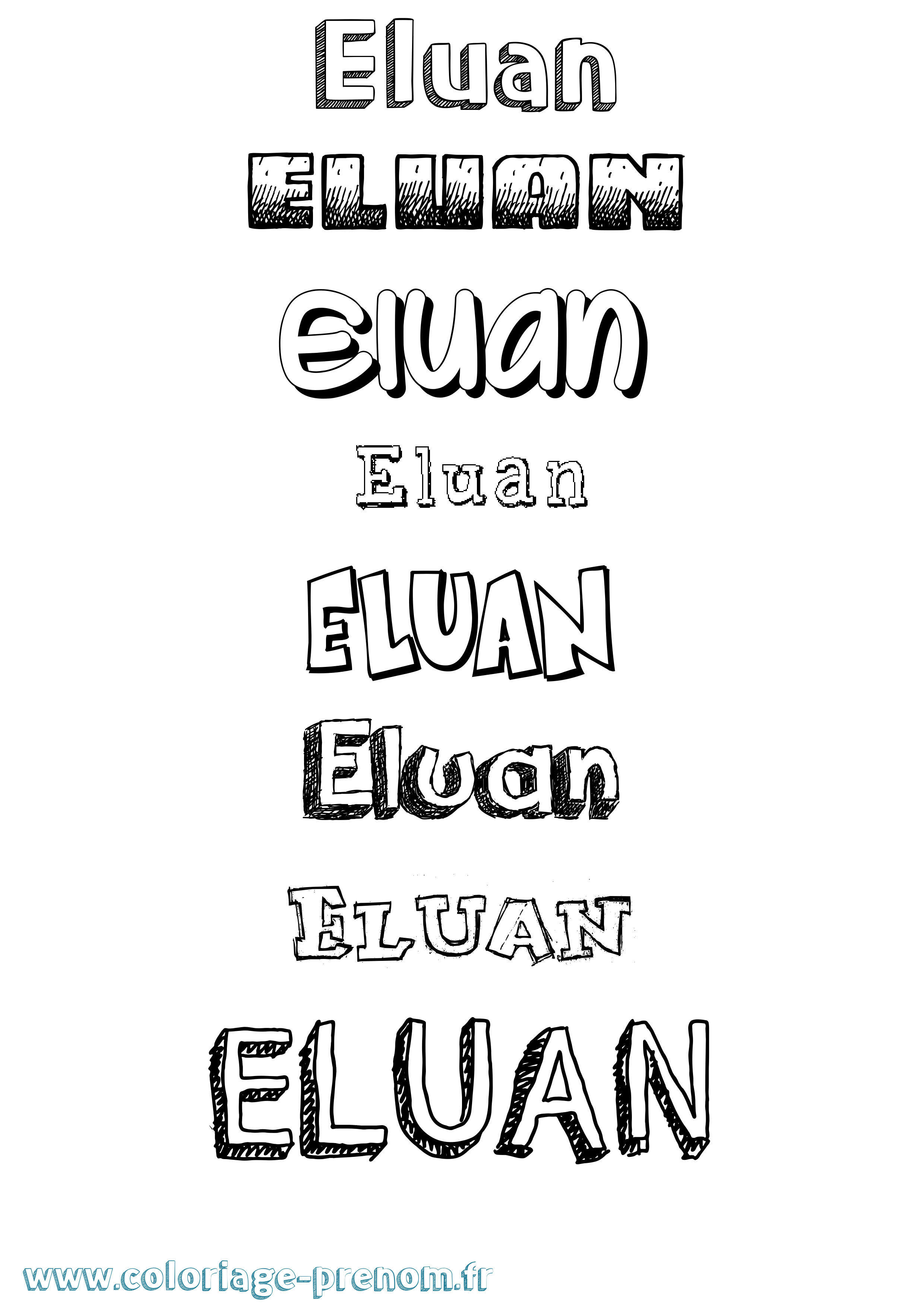 Coloriage Eluan Dessiné Coloriage prénom Eluan Dessiné