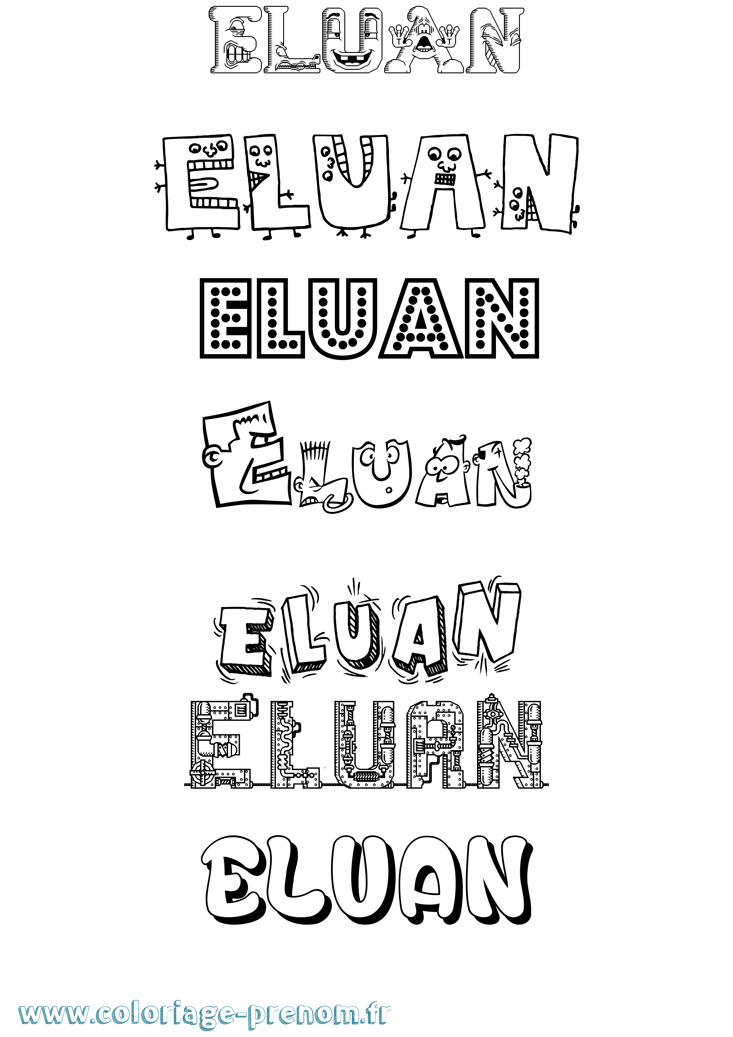 Coloriage Eluan Fun Coloriage prénom Eluan Fun