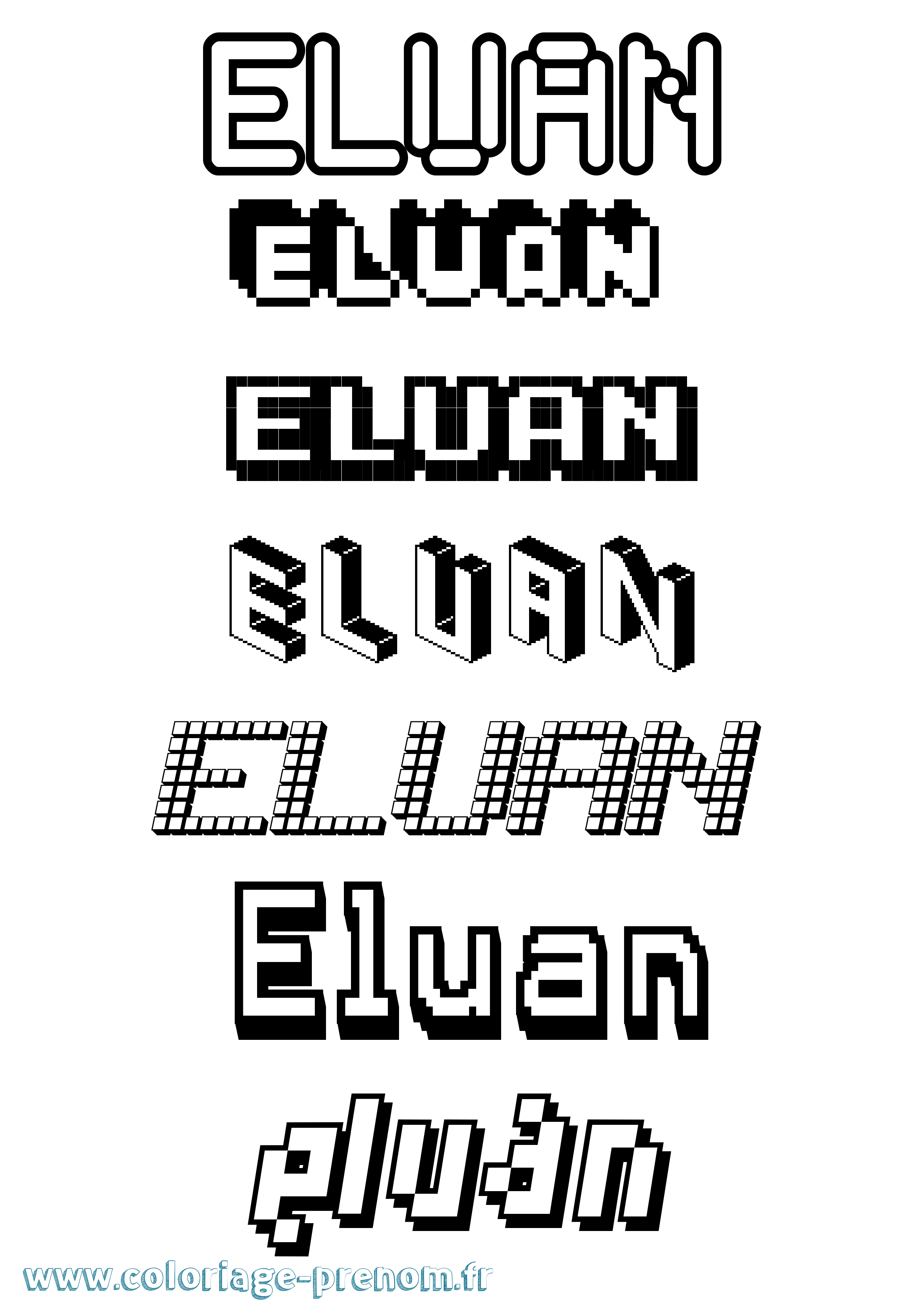 Coloriage Eluan Pixel Coloriage prénom Eluan Pixel