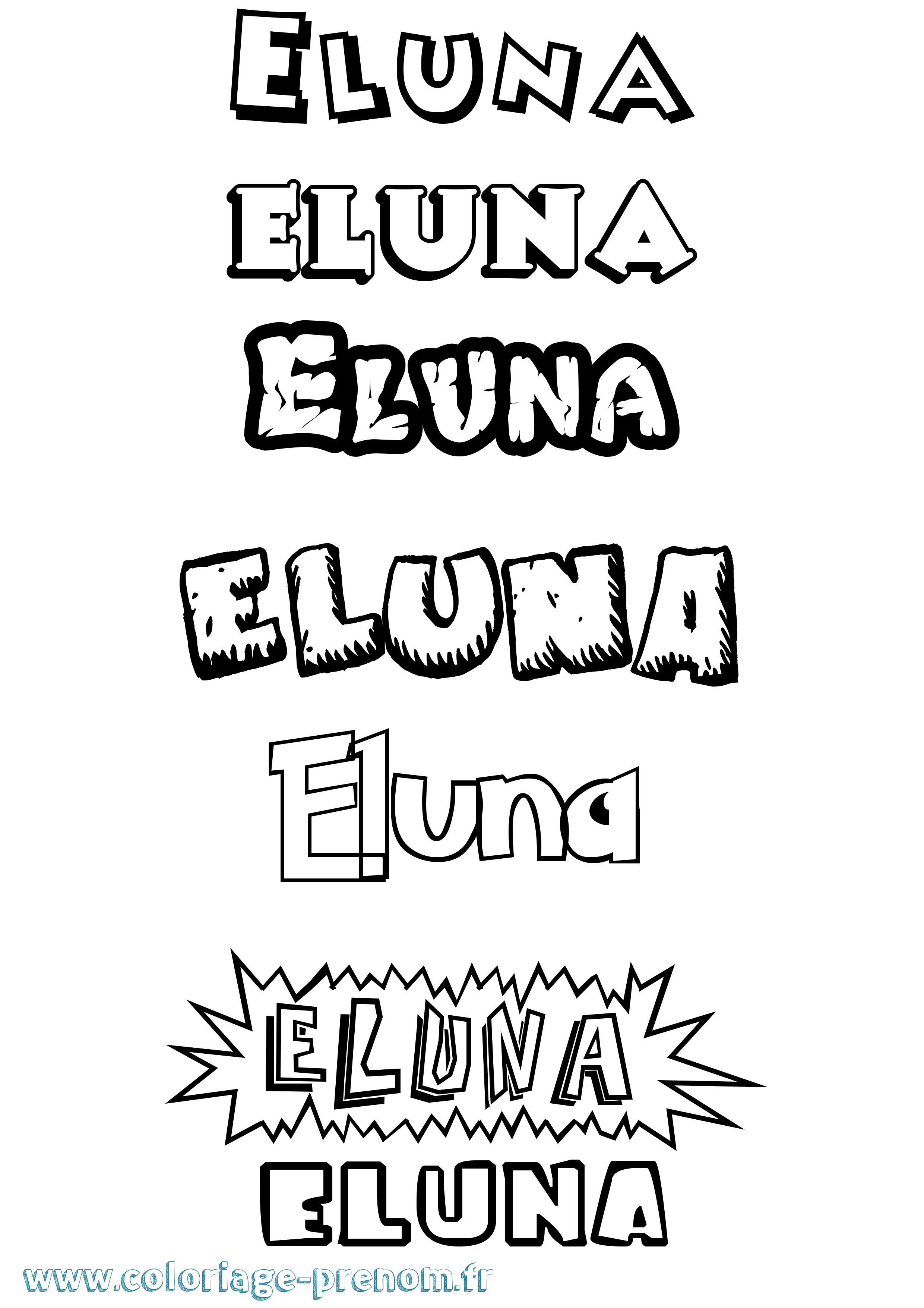 Coloriage Eluna Dessin Animé Coloriage prénom Eluna Dessin Animé