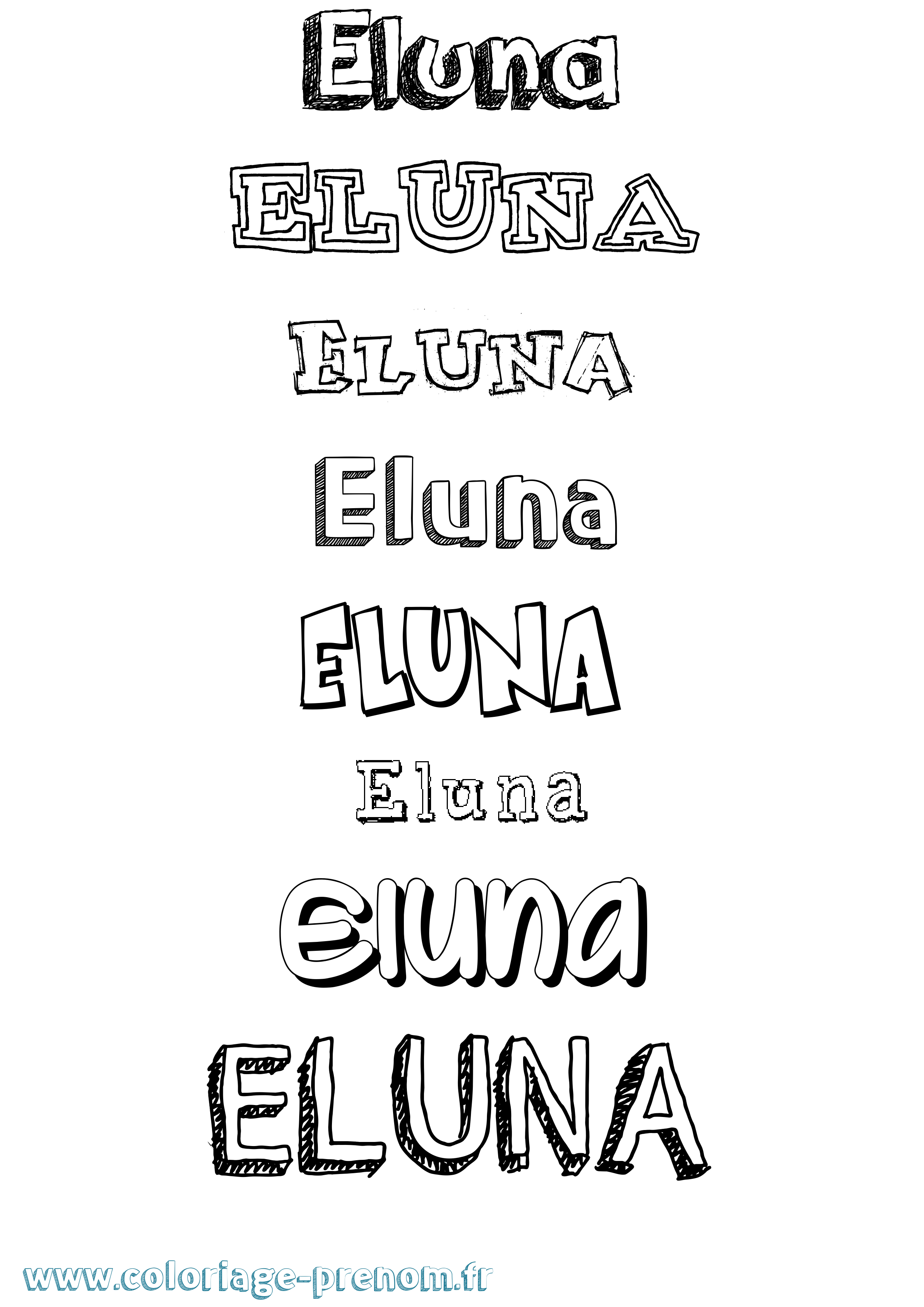 Coloriage Eluna Dessiné Coloriage prénom Eluna Dessiné