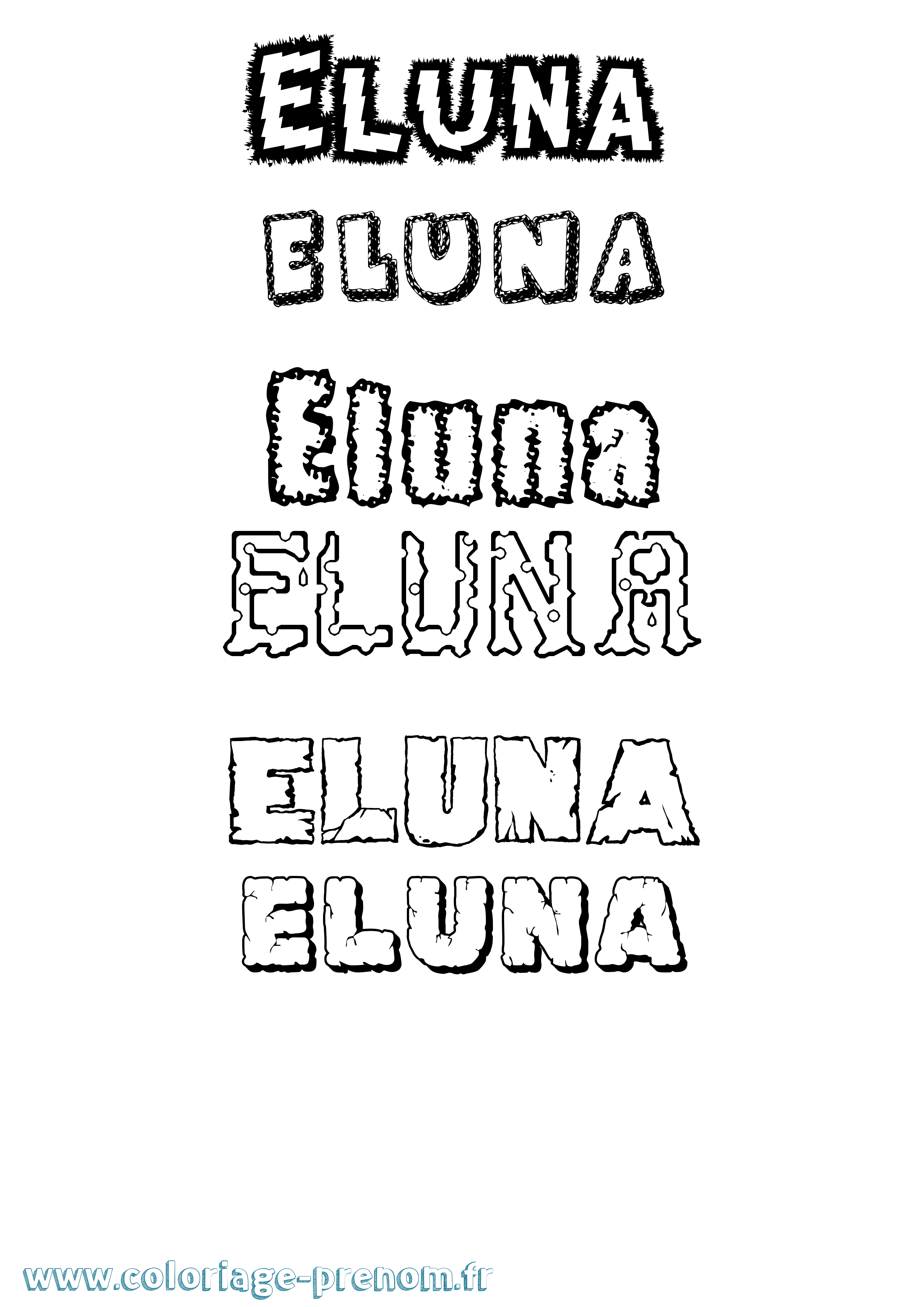 Coloriage Eluna Destructuré Coloriage prénom Eluna Destructuré