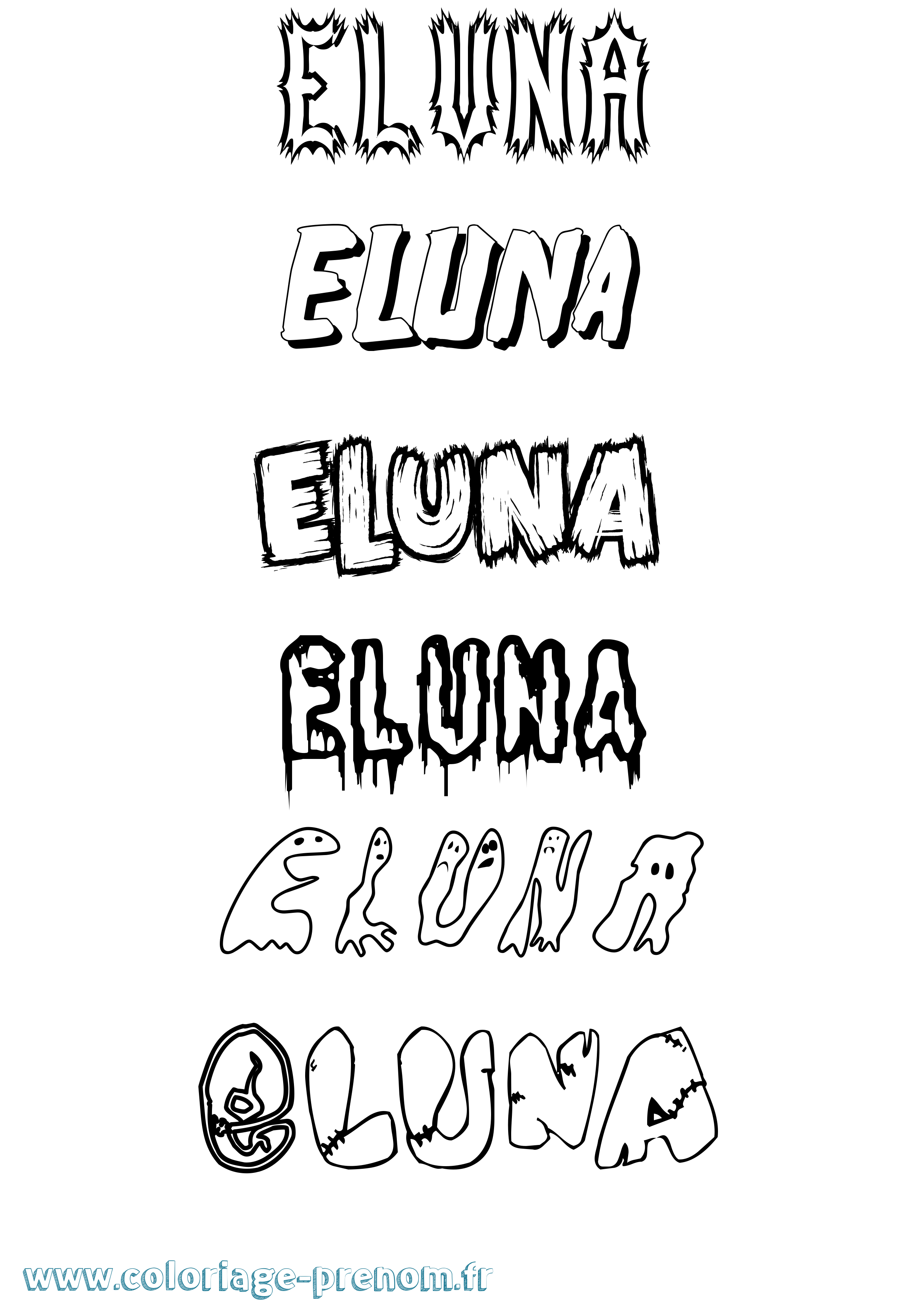 Coloriage Eluna Frisson Coloriage prénom Eluna Frisson