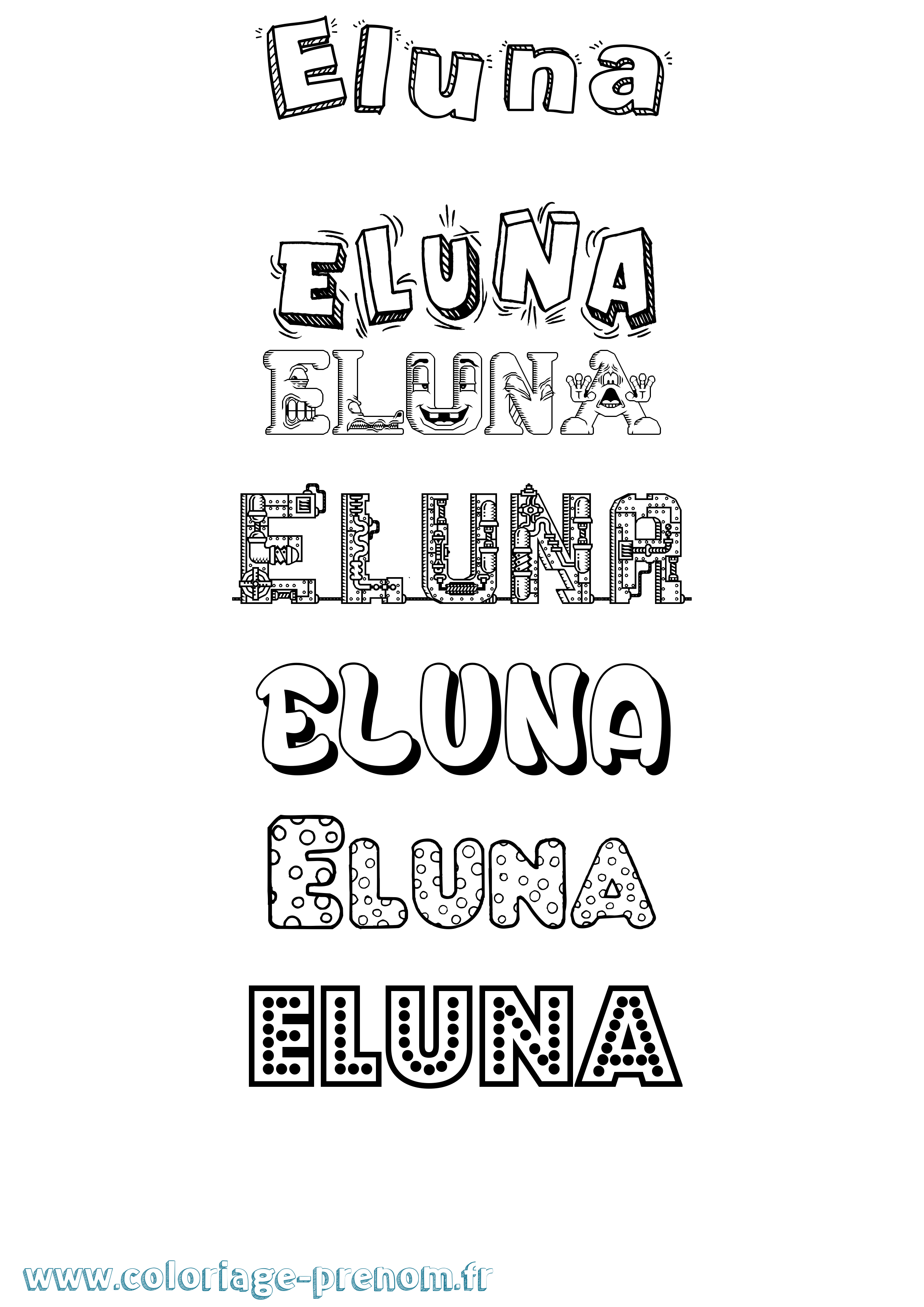 Coloriage Eluna Fun Coloriage prénom Eluna Fun