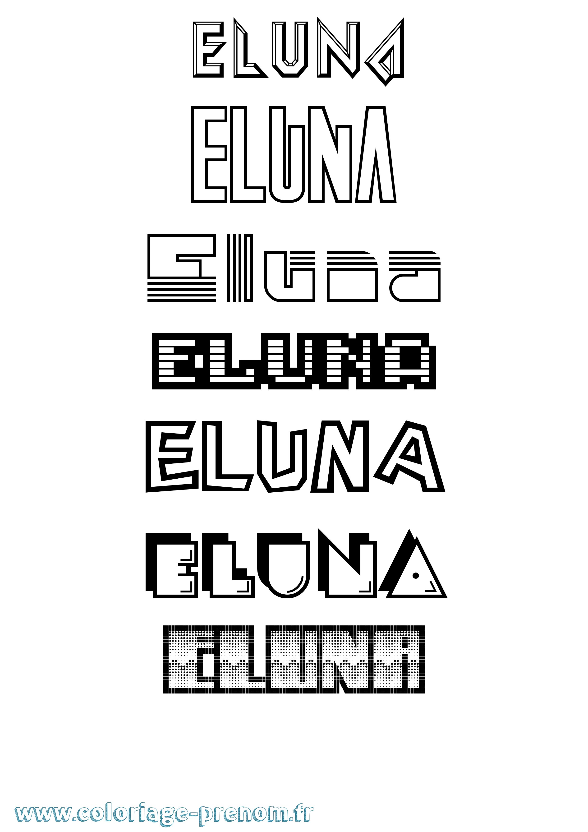 Coloriage Eluna Jeux Vidéos Coloriage prénom Eluna Jeux Vidéos