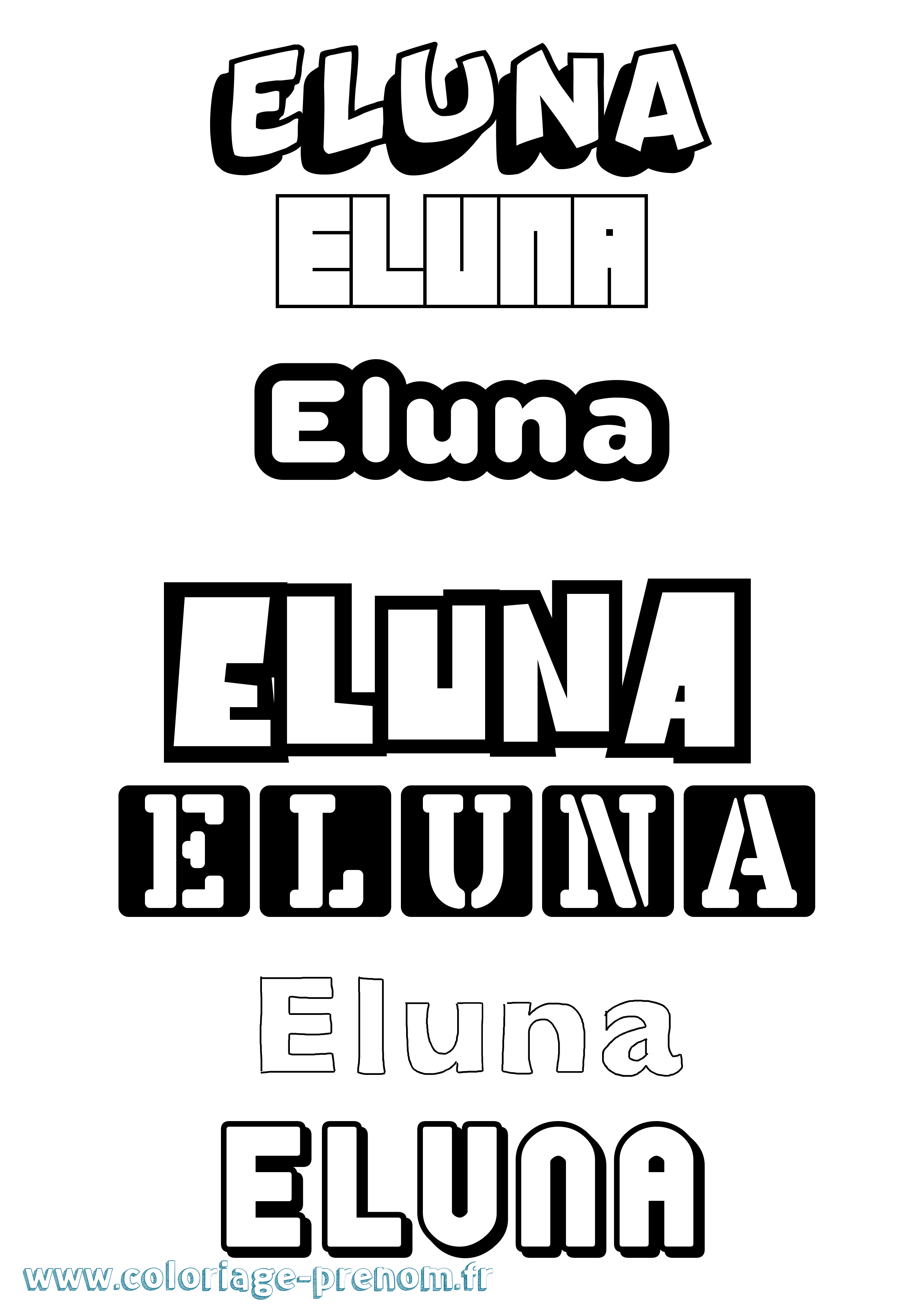 Coloriage Eluna Simple Coloriage prénom Eluna Simple
