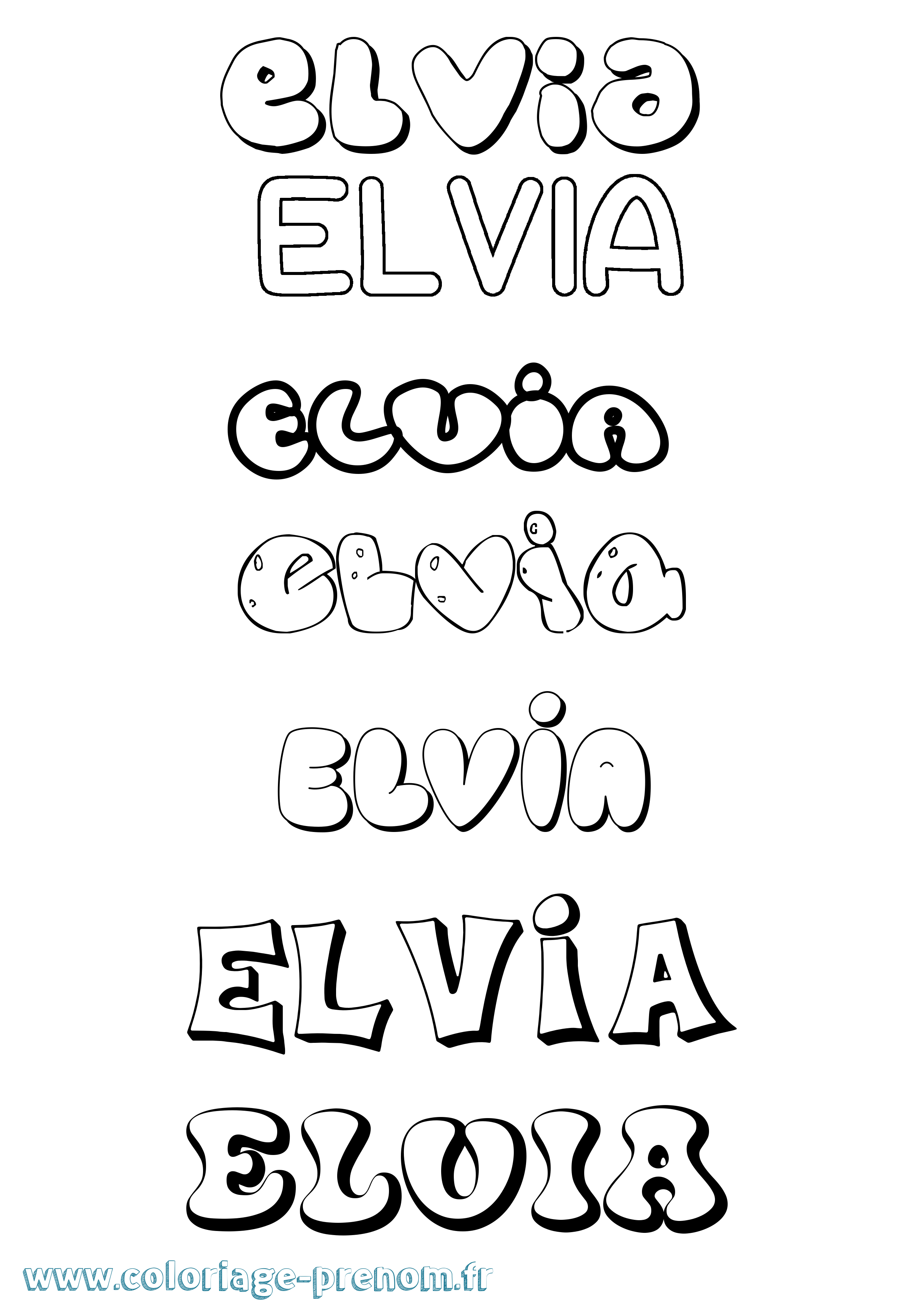 Coloriage Elvia Bubble Coloriage prénom Elvia Bubble