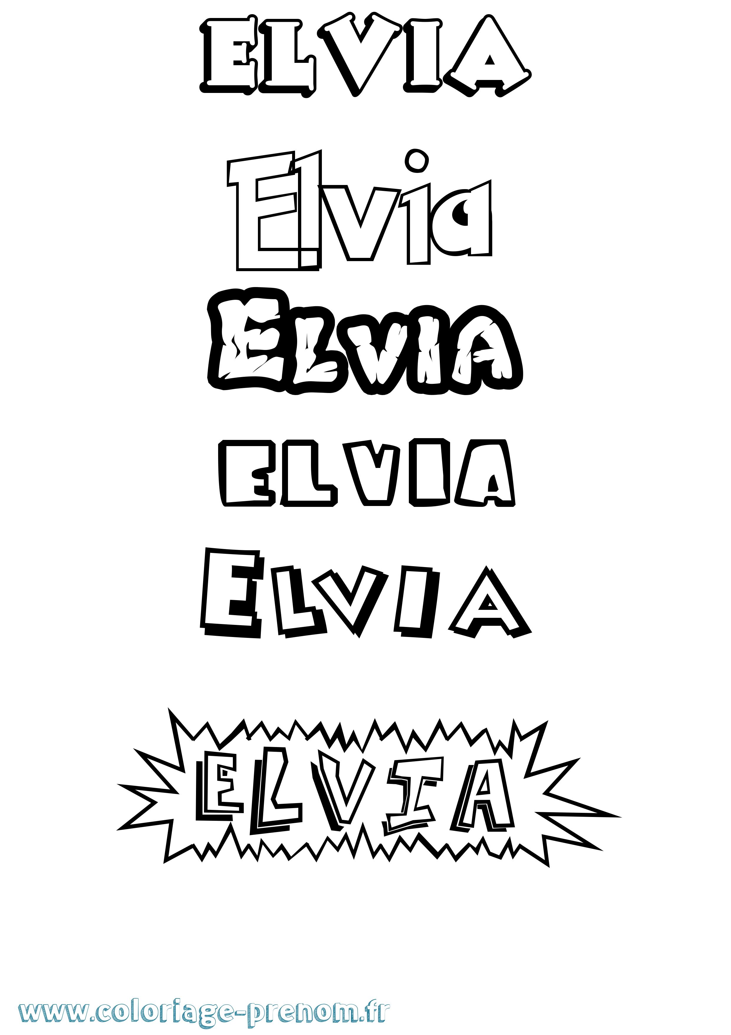 Coloriage Elvia Dessin Animé Coloriage prénom Elvia Dessin Animé
