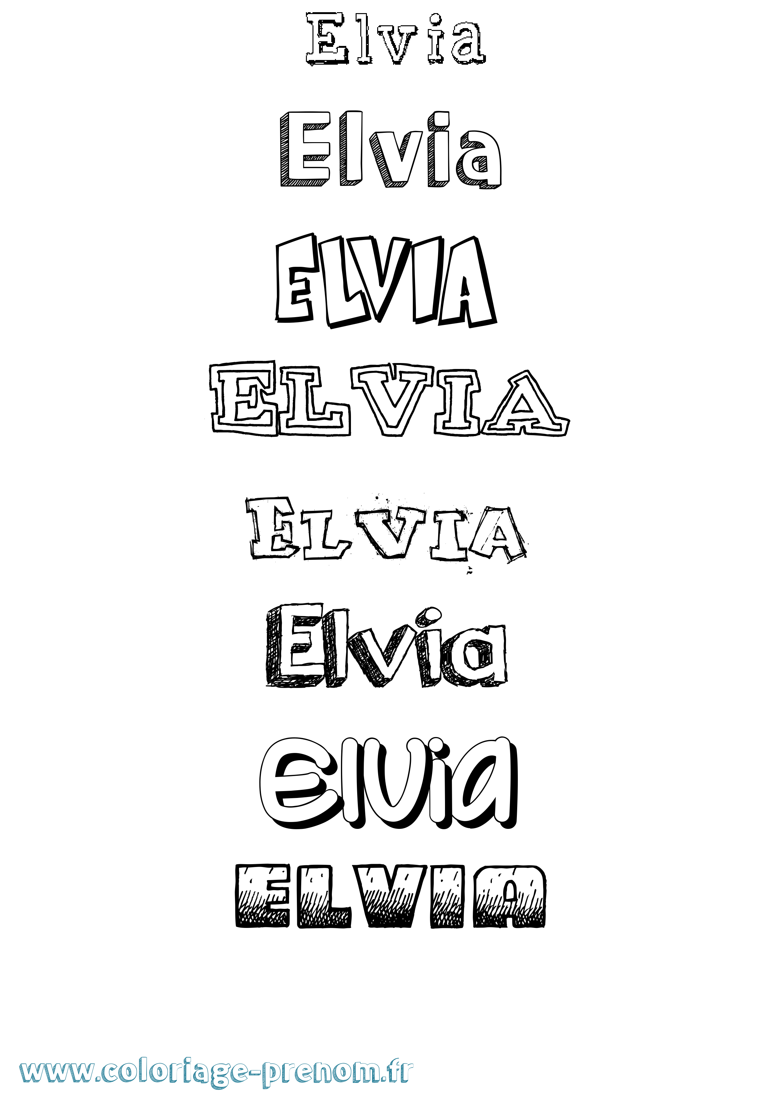 Coloriage Elvia Dessiné Coloriage prénom Elvia Dessiné