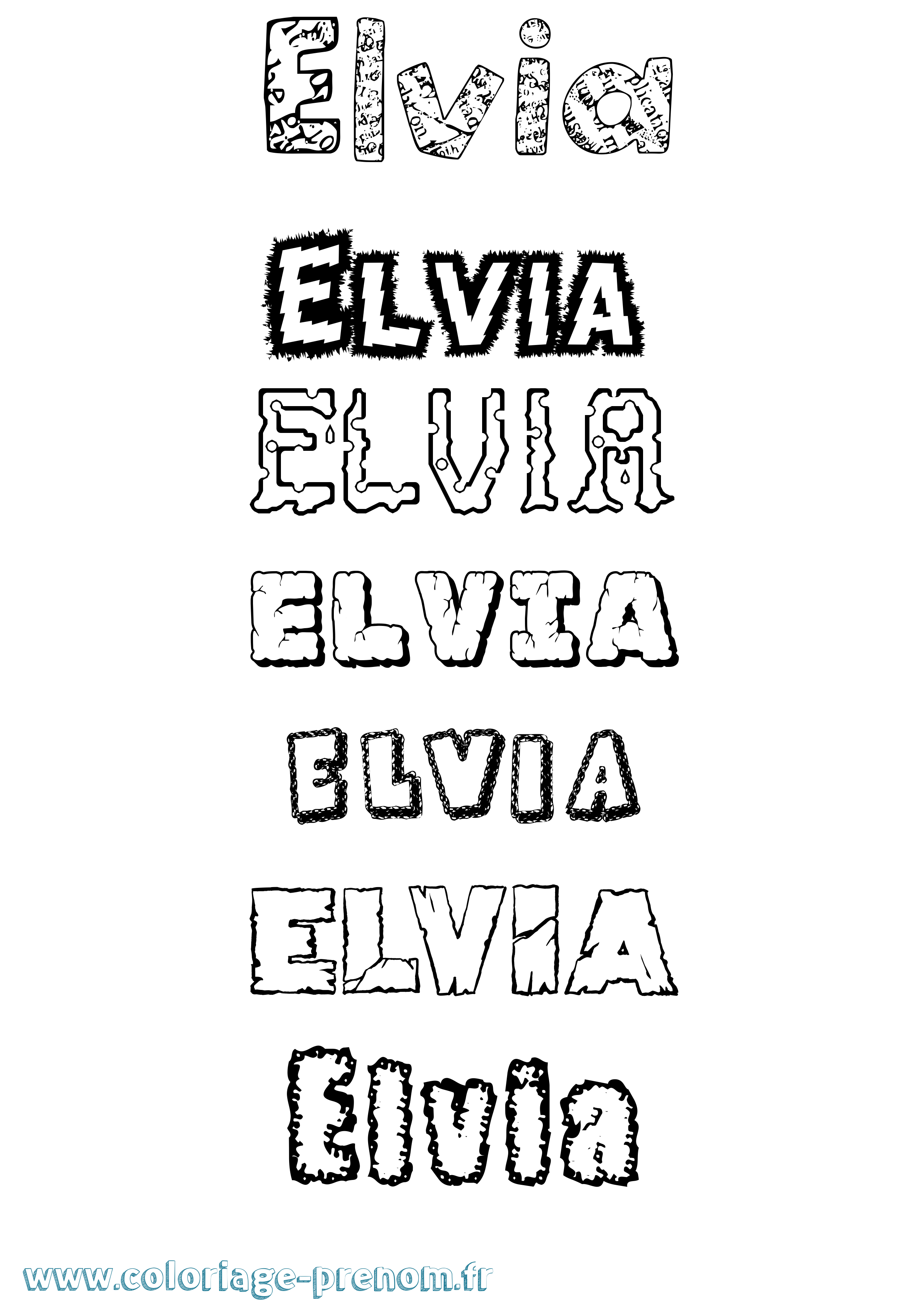 Coloriage Elvia Destructuré Coloriage prénom Elvia Destructuré