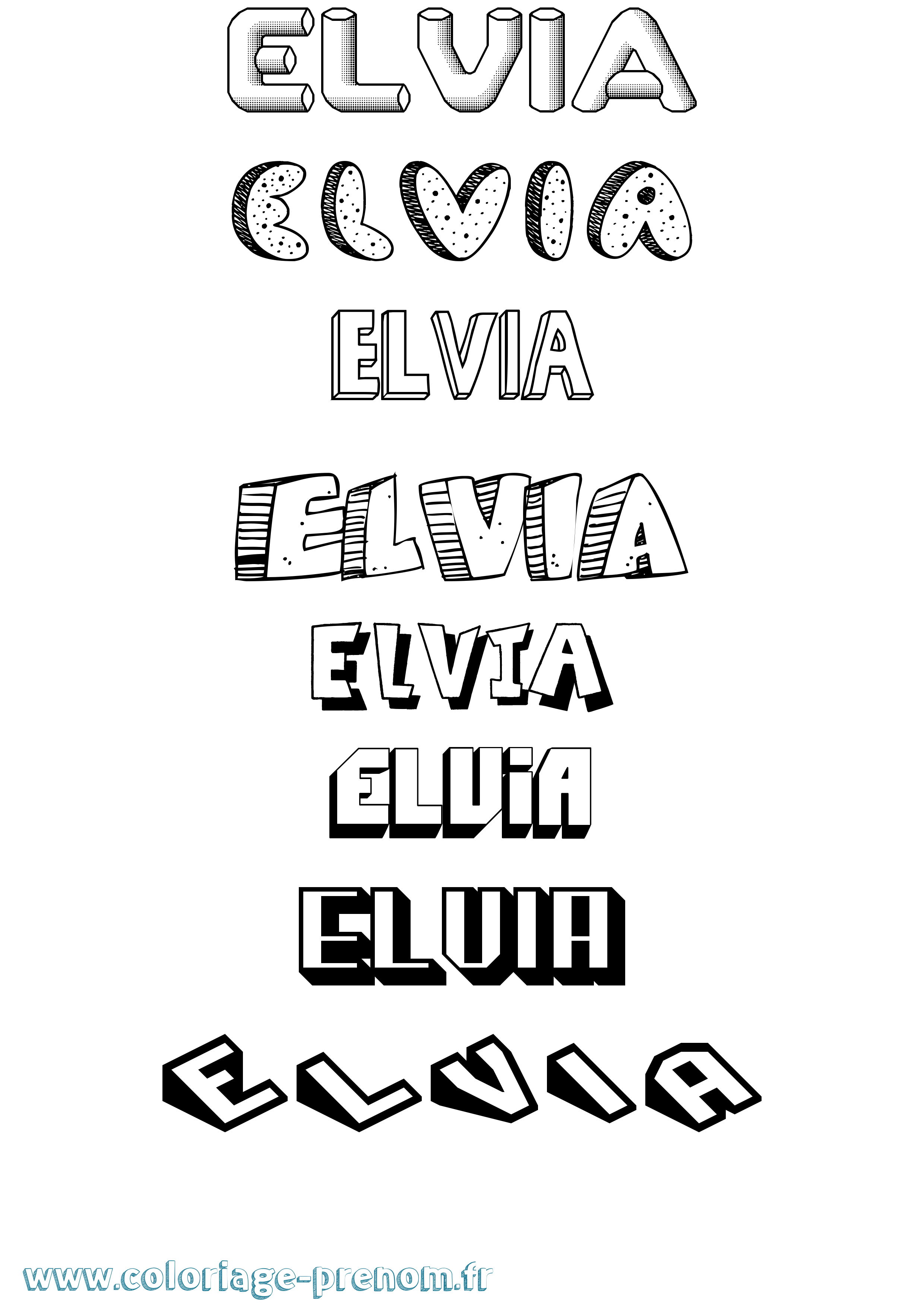 Coloriage Elvia Effet 3D Coloriage prénom Elvia Effet 3D