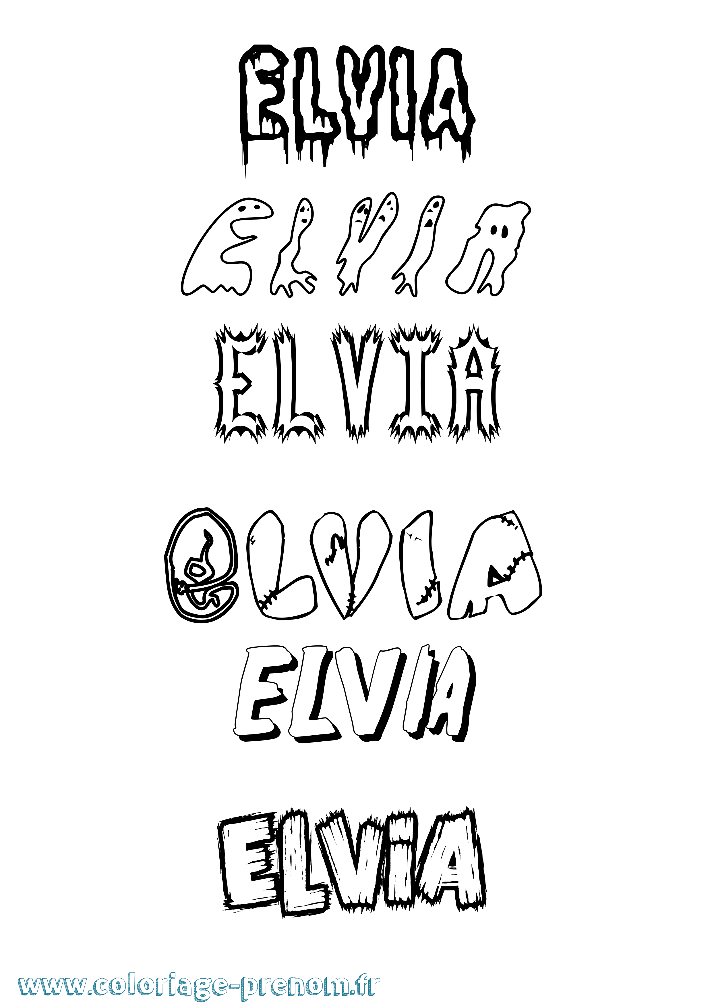 Coloriage Elvia Frisson Coloriage prénom Elvia Frisson