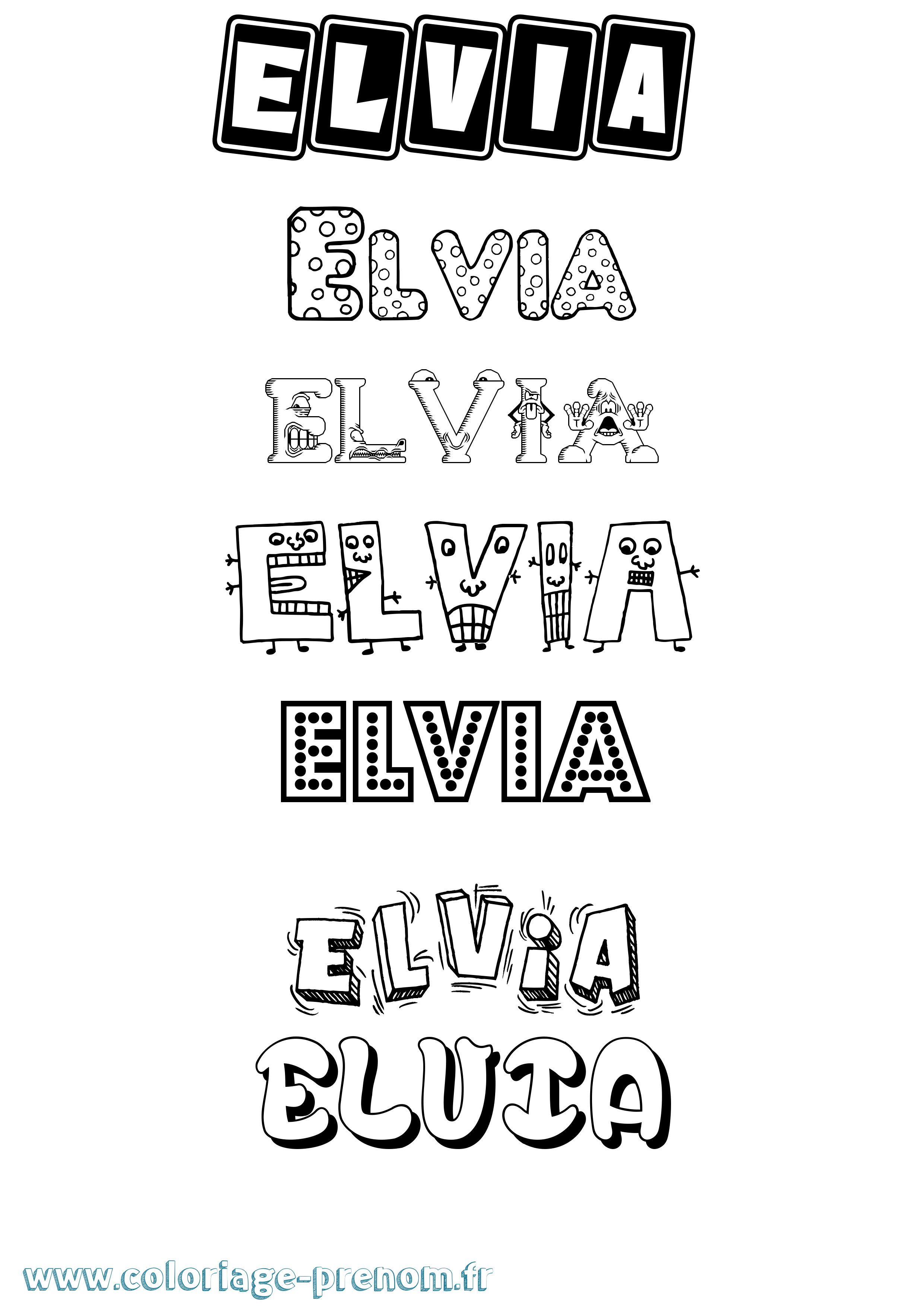 Coloriage Elvia Fun Coloriage prénom Elvia Fun