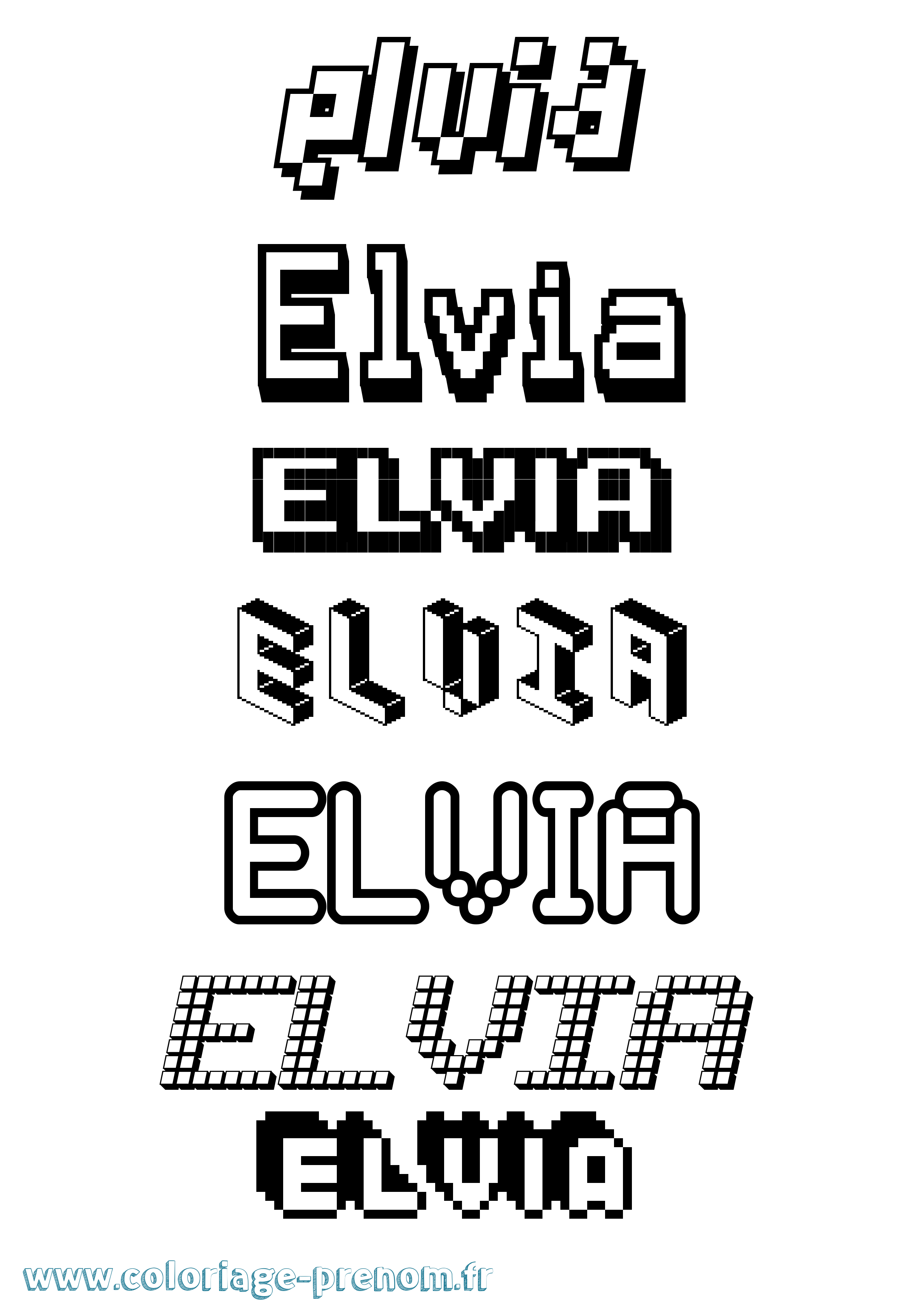 Coloriage Elvia Pixel Coloriage prénom Elvia Pixel