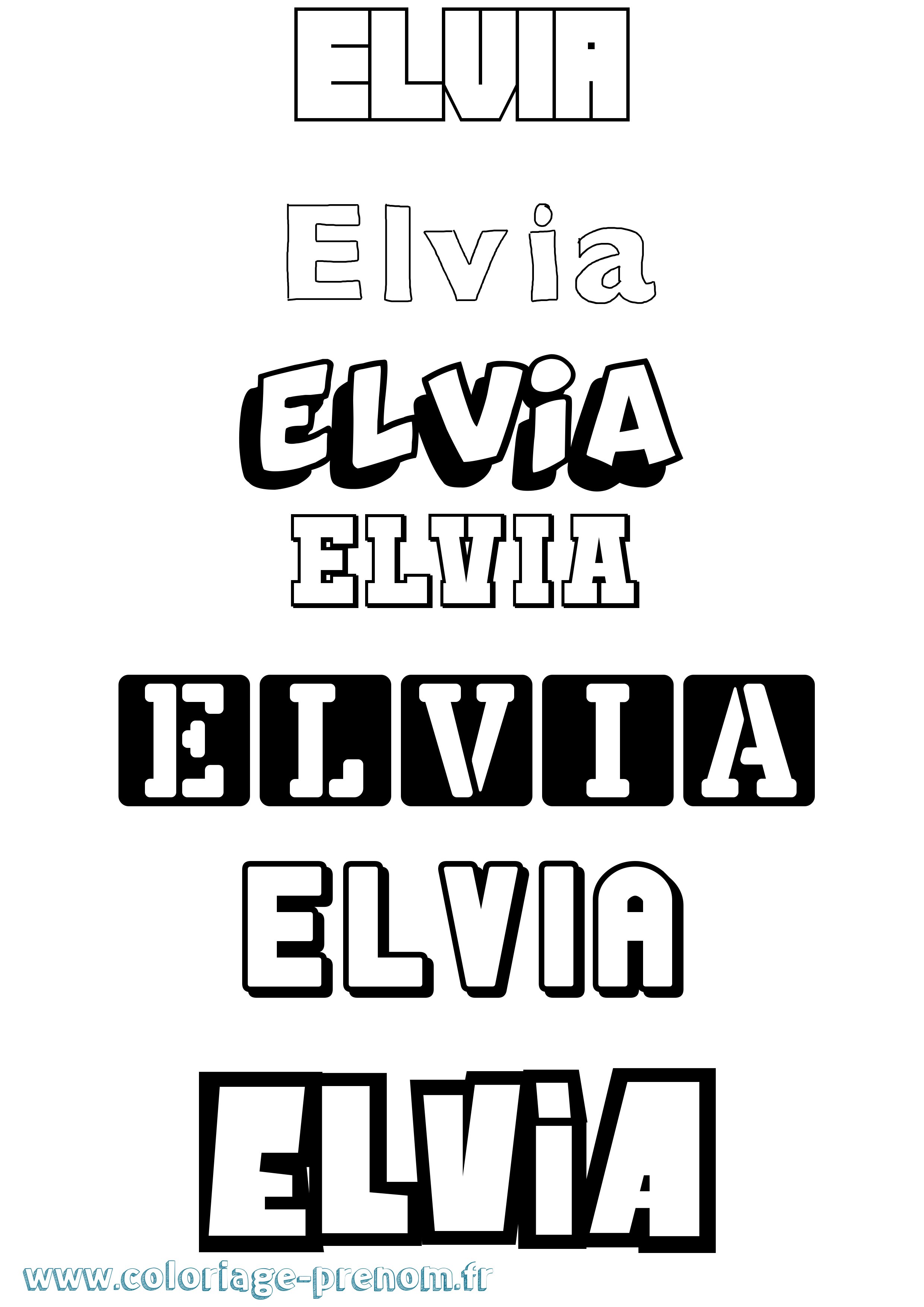 Coloriage Elvia Simple Coloriage prénom Elvia Simple