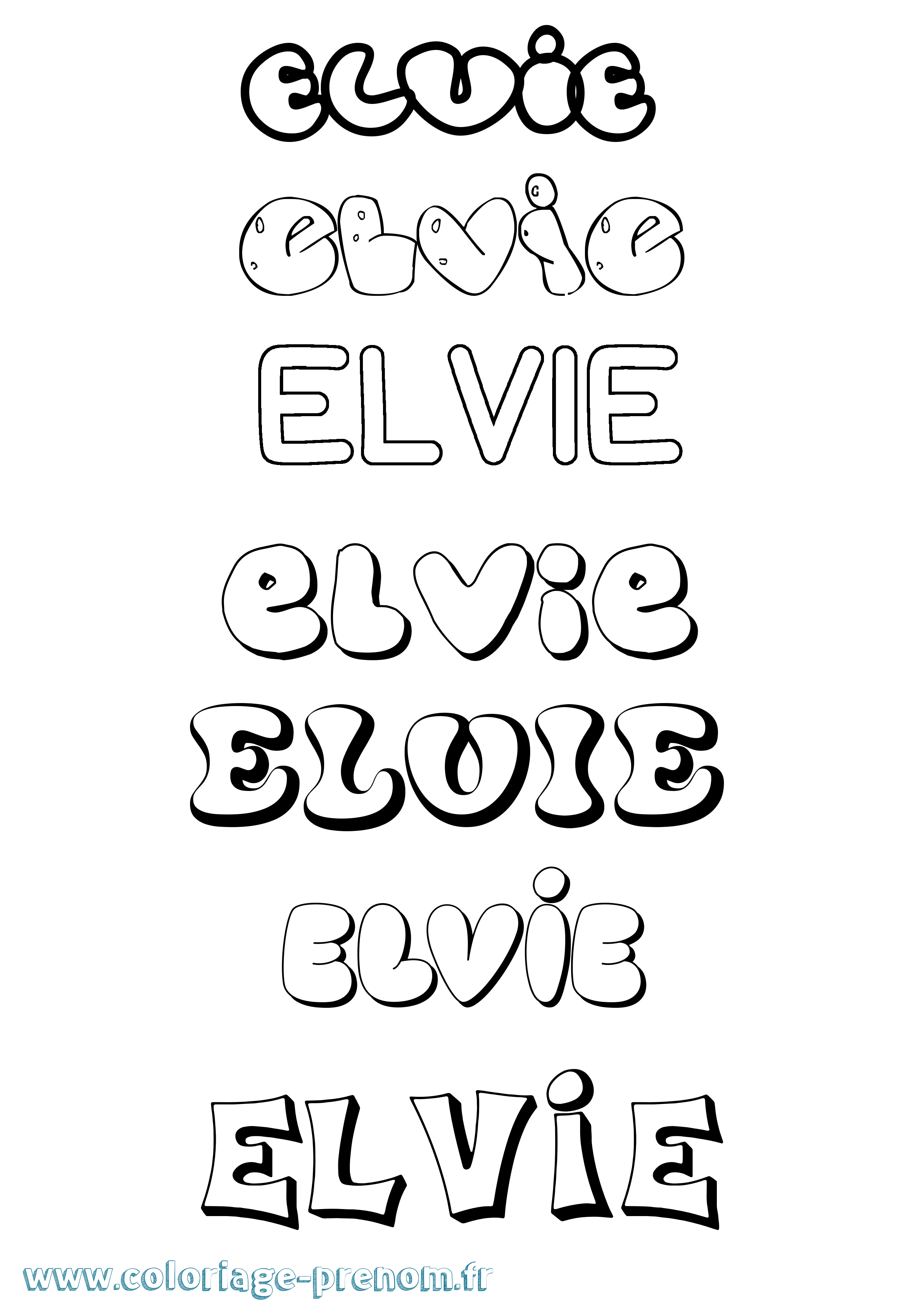 Coloriage Elvie Bubble Coloriage prénom Elvie Bubble