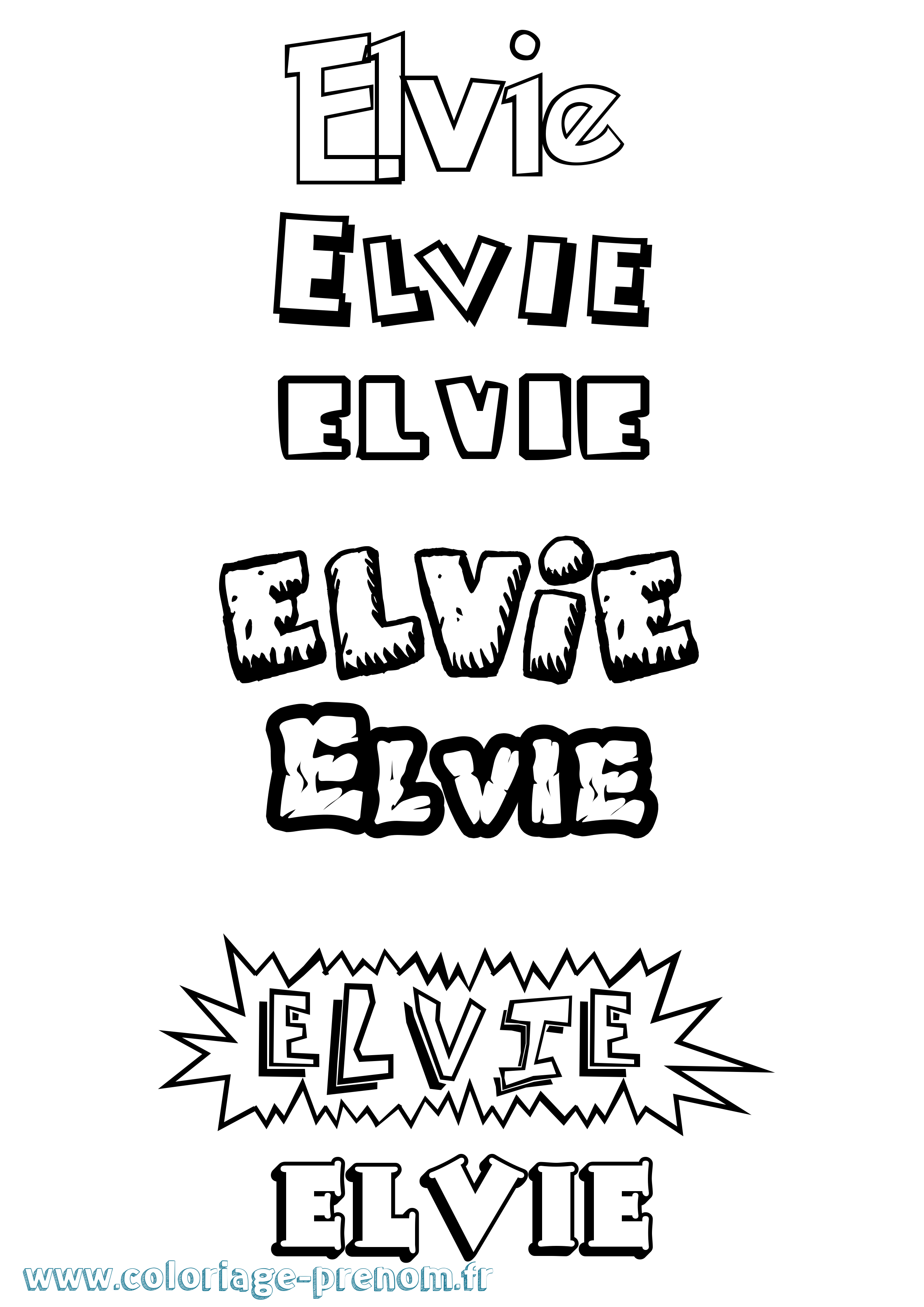 Coloriage Elvie Dessin Animé Coloriage prénom Elvie Dessin Animé