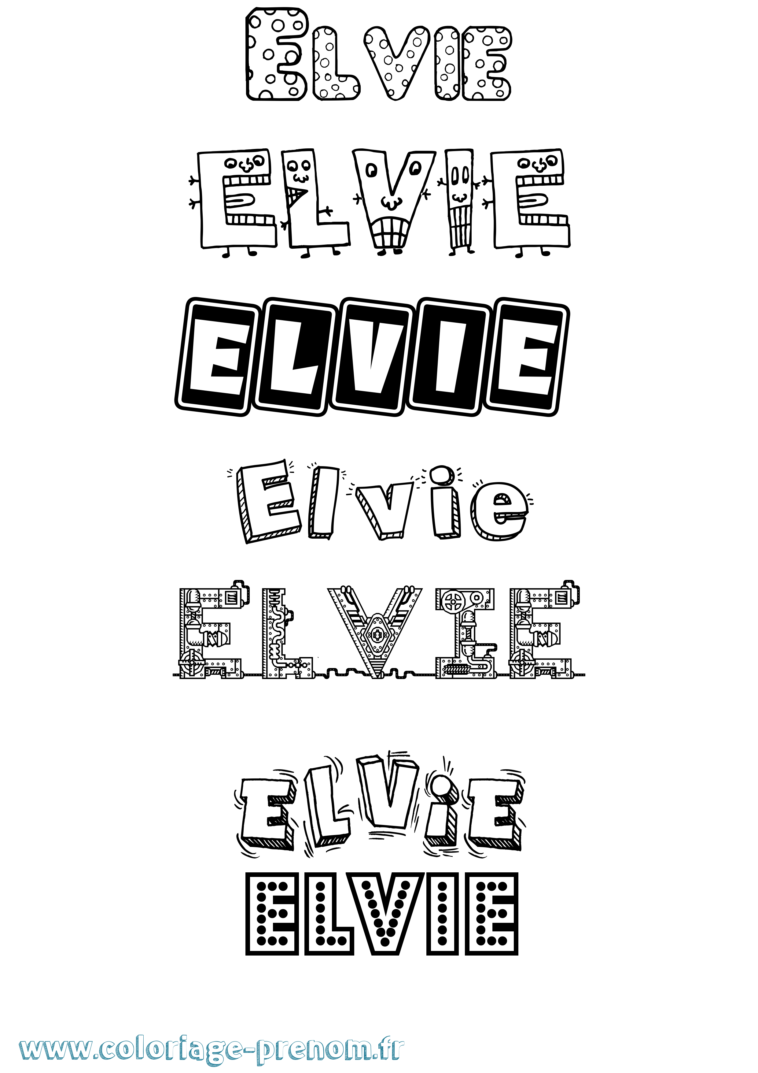 Coloriage Elvie Fun Coloriage prénom Elvie Fun