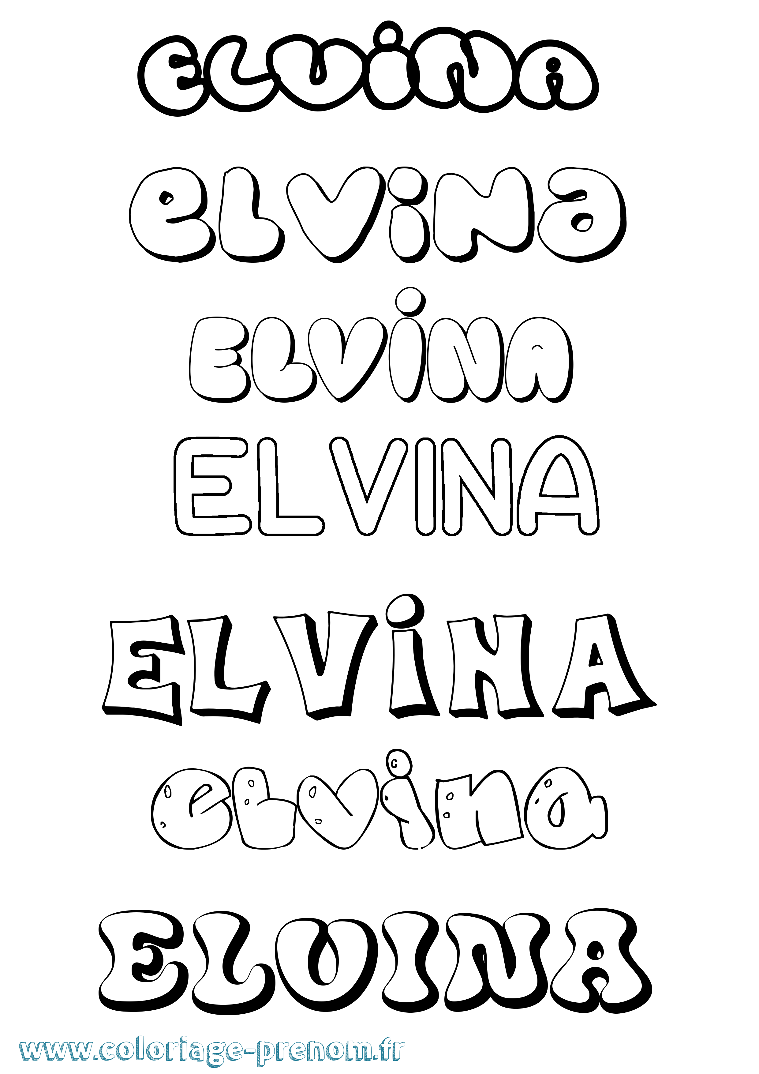 Coloriage Elvina Bubble Coloriage prénom Elvina Bubble
