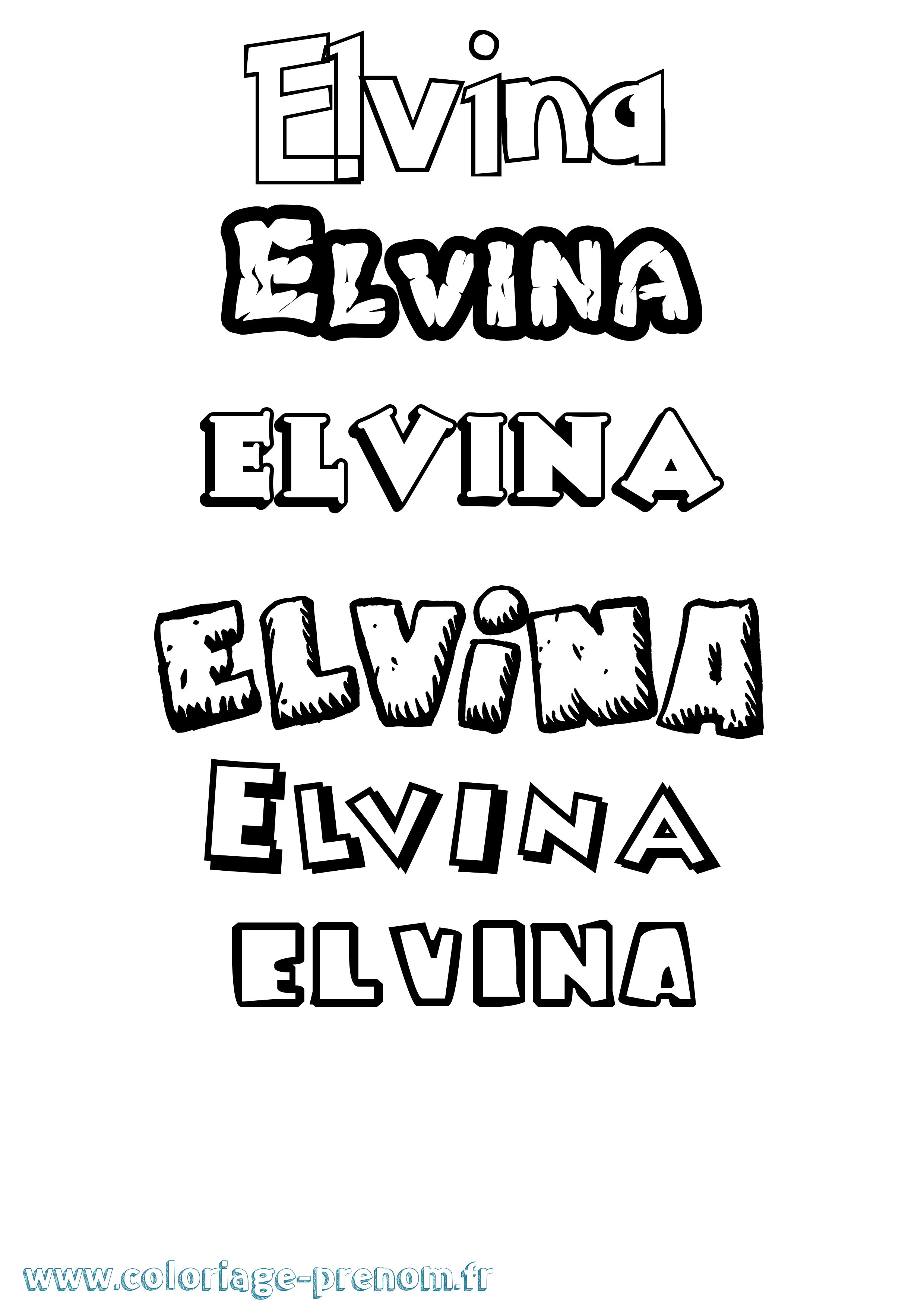 Coloriage Elvina Dessin Animé Coloriage prénom Elvina Dessin Animé