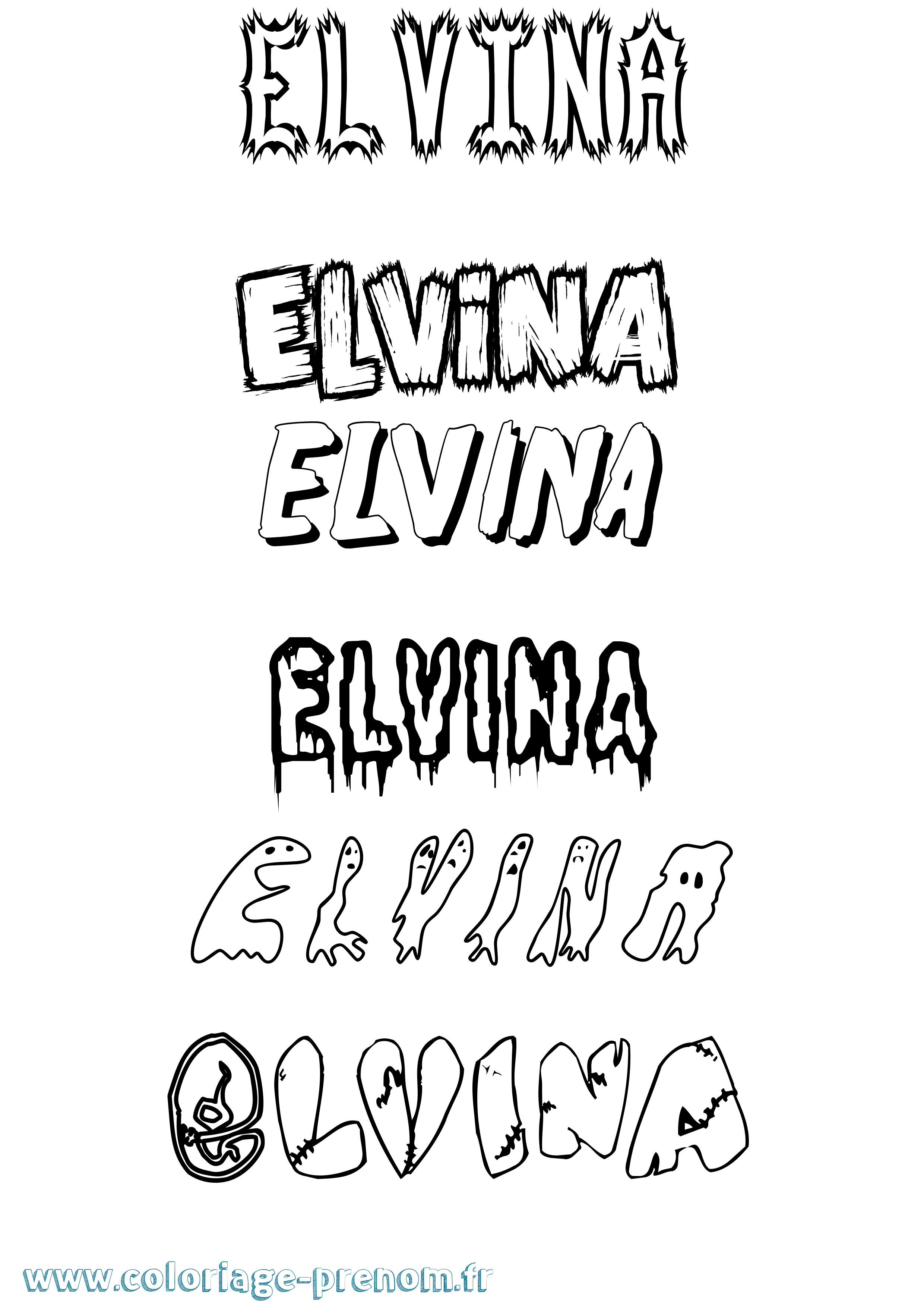Coloriage Elvina Frisson Coloriage prénom Elvina Frisson