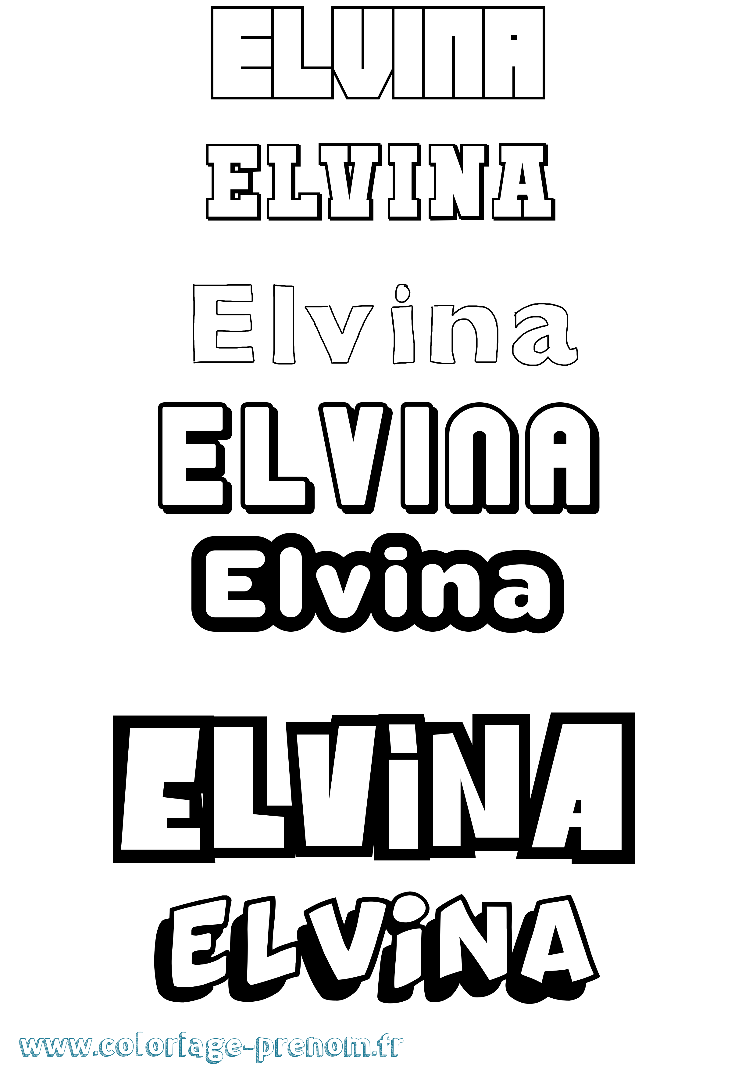 Coloriage Elvina Simple Coloriage prénom Elvina Simple