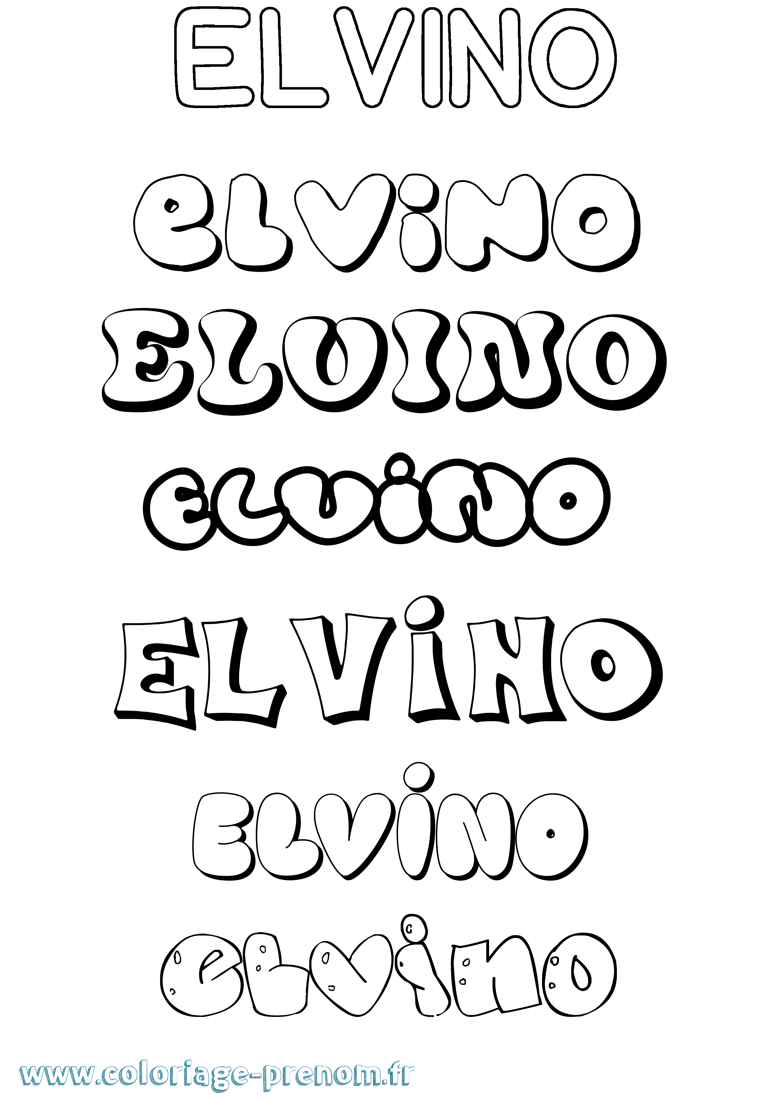 Coloriage Elvino Bubble Coloriage prénom Elvino Bubble