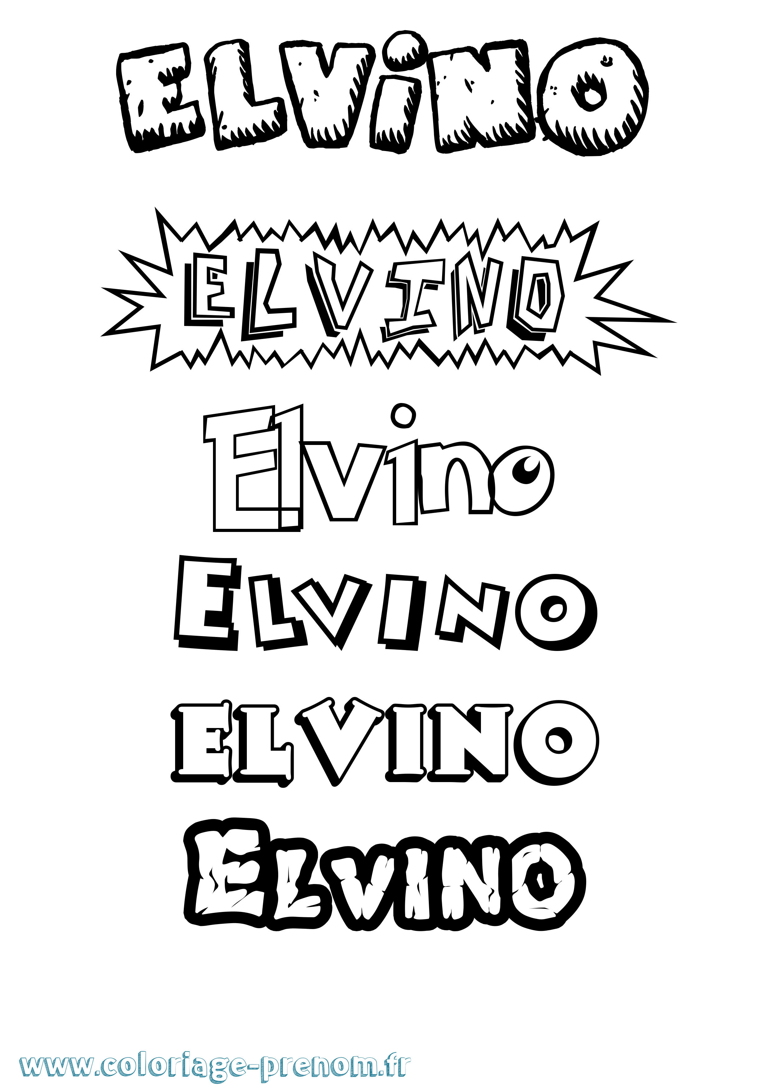 Coloriage Elvino Dessin Animé Coloriage prénom Elvino Dessin Animé
