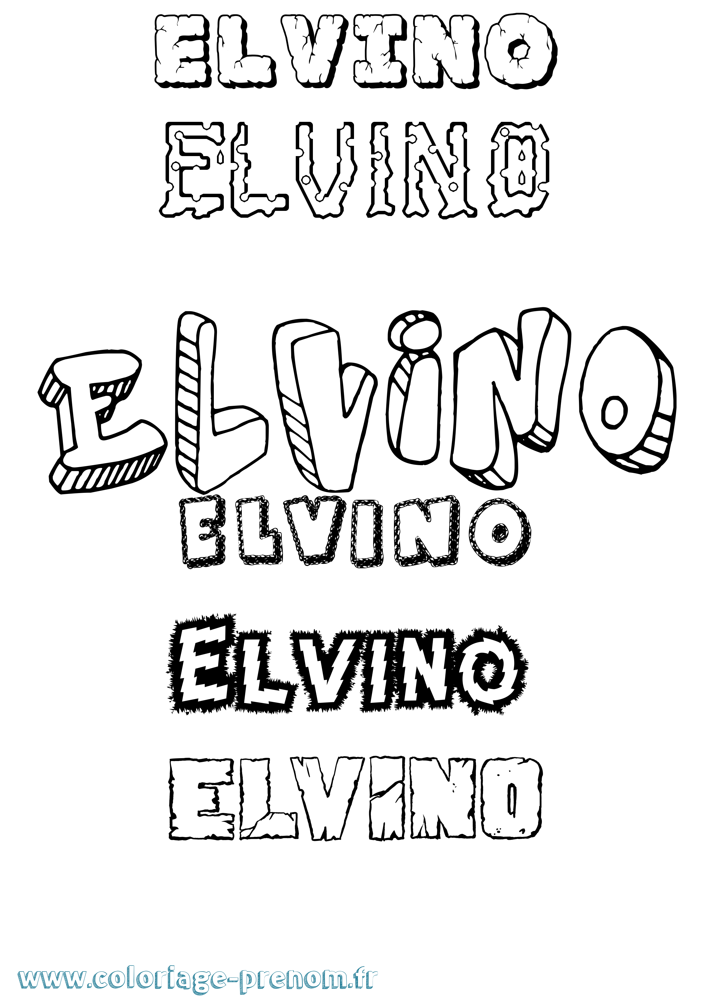 Coloriage Elvino Destructuré Coloriage prénom Elvino Destructuré