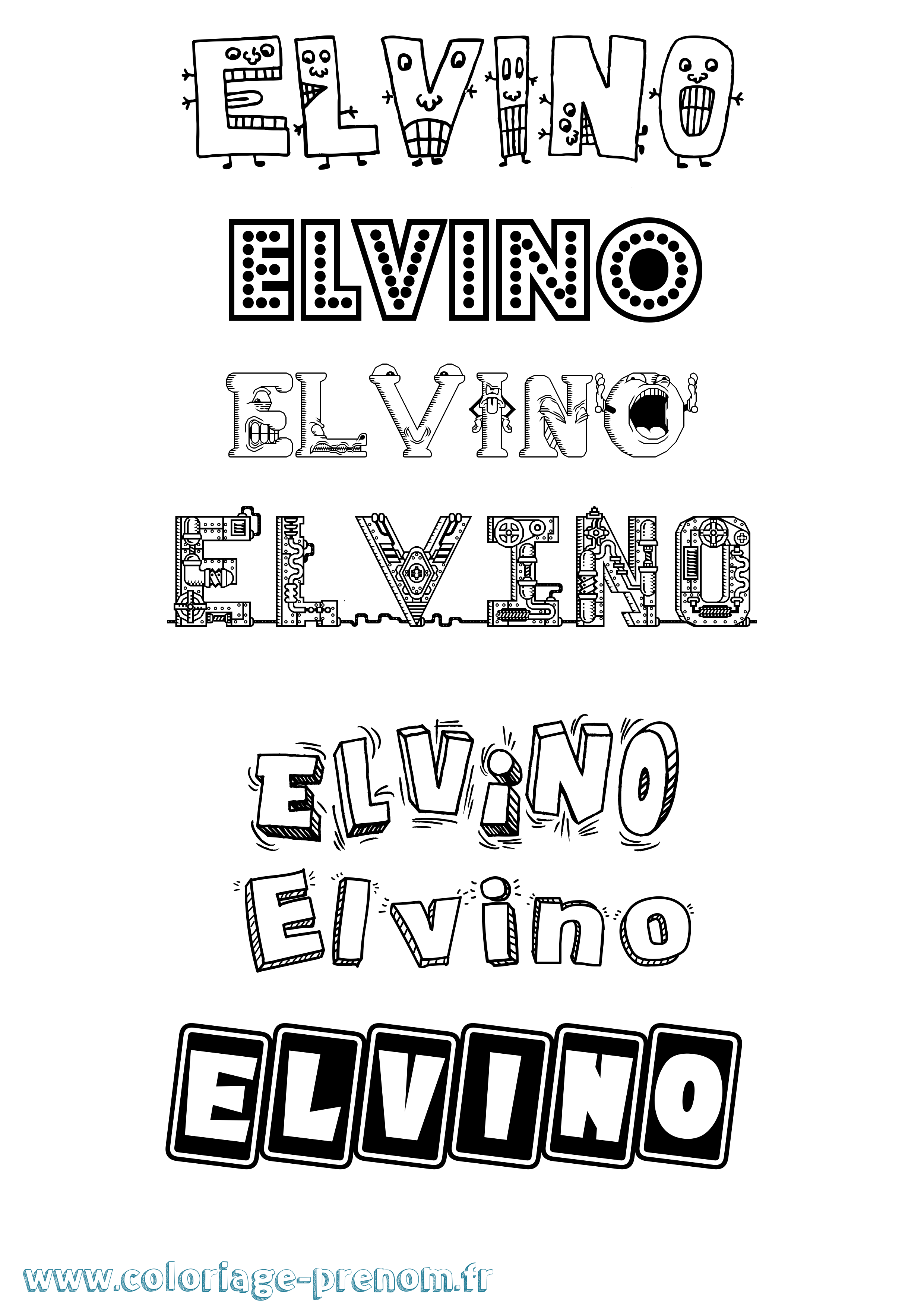 Coloriage Elvino Fun Coloriage prénom Elvino Fun