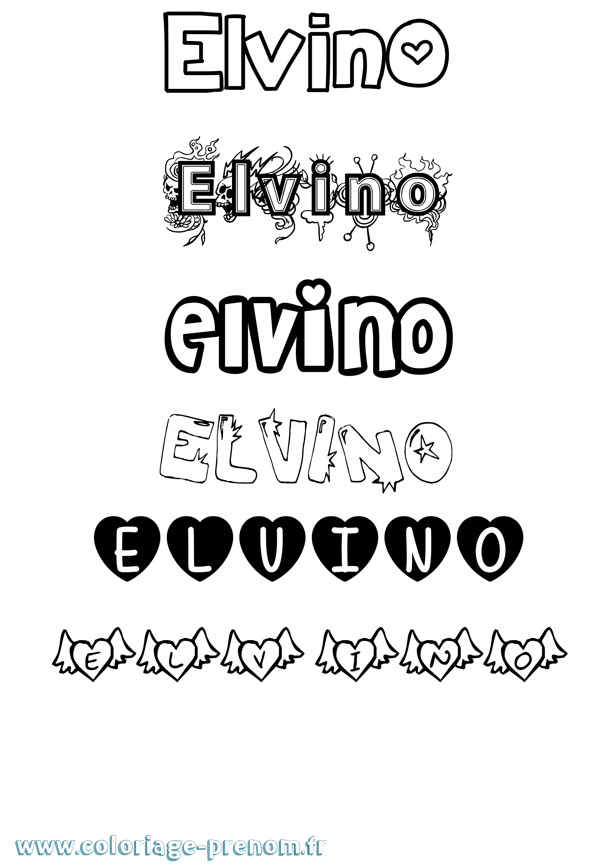 Coloriage Elvino Girly Coloriage prénom Elvino Girly
