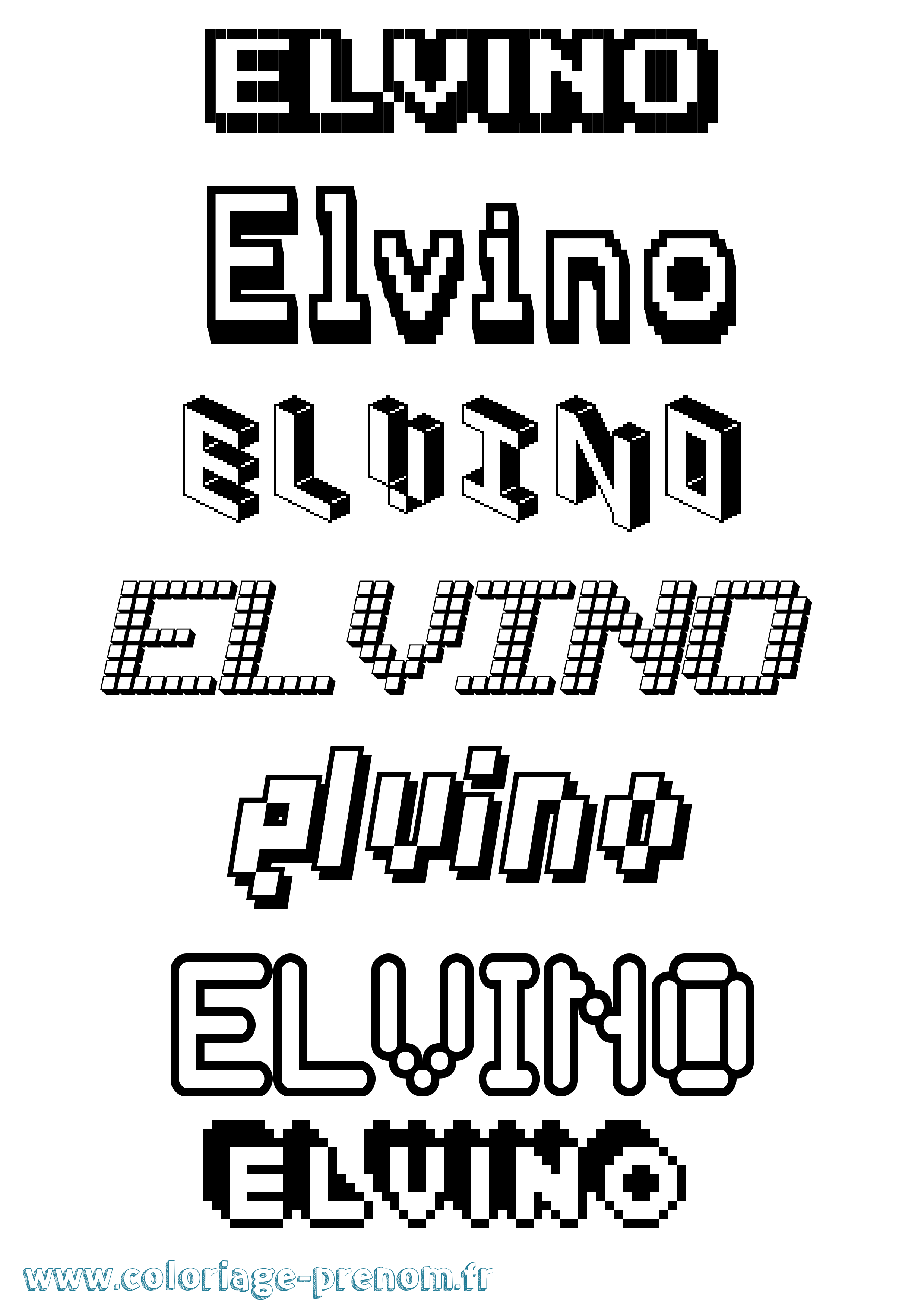 Coloriage Elvino Pixel Coloriage prénom Elvino Pixel