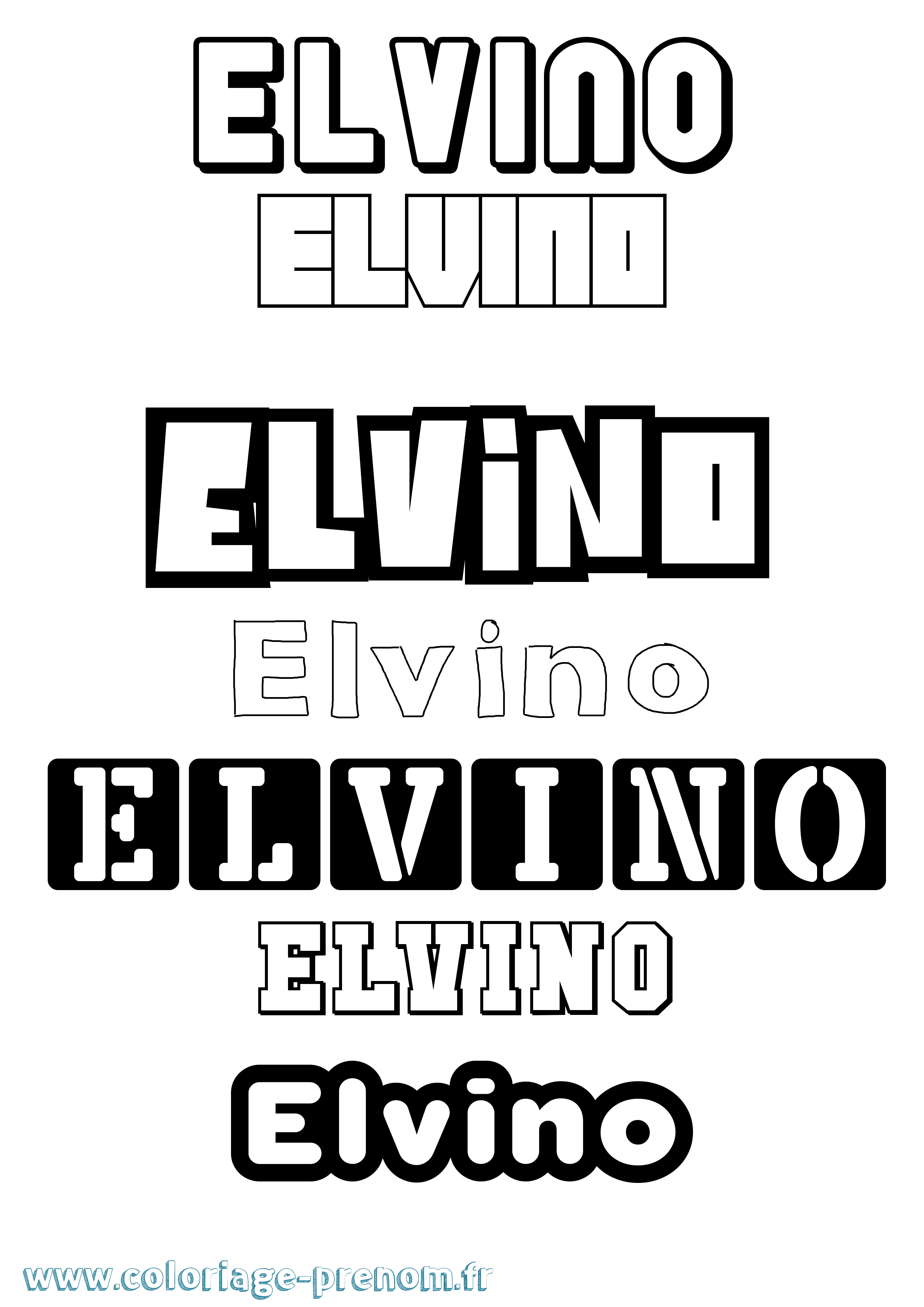 Coloriage Elvino Simple Coloriage prénom Elvino Simple