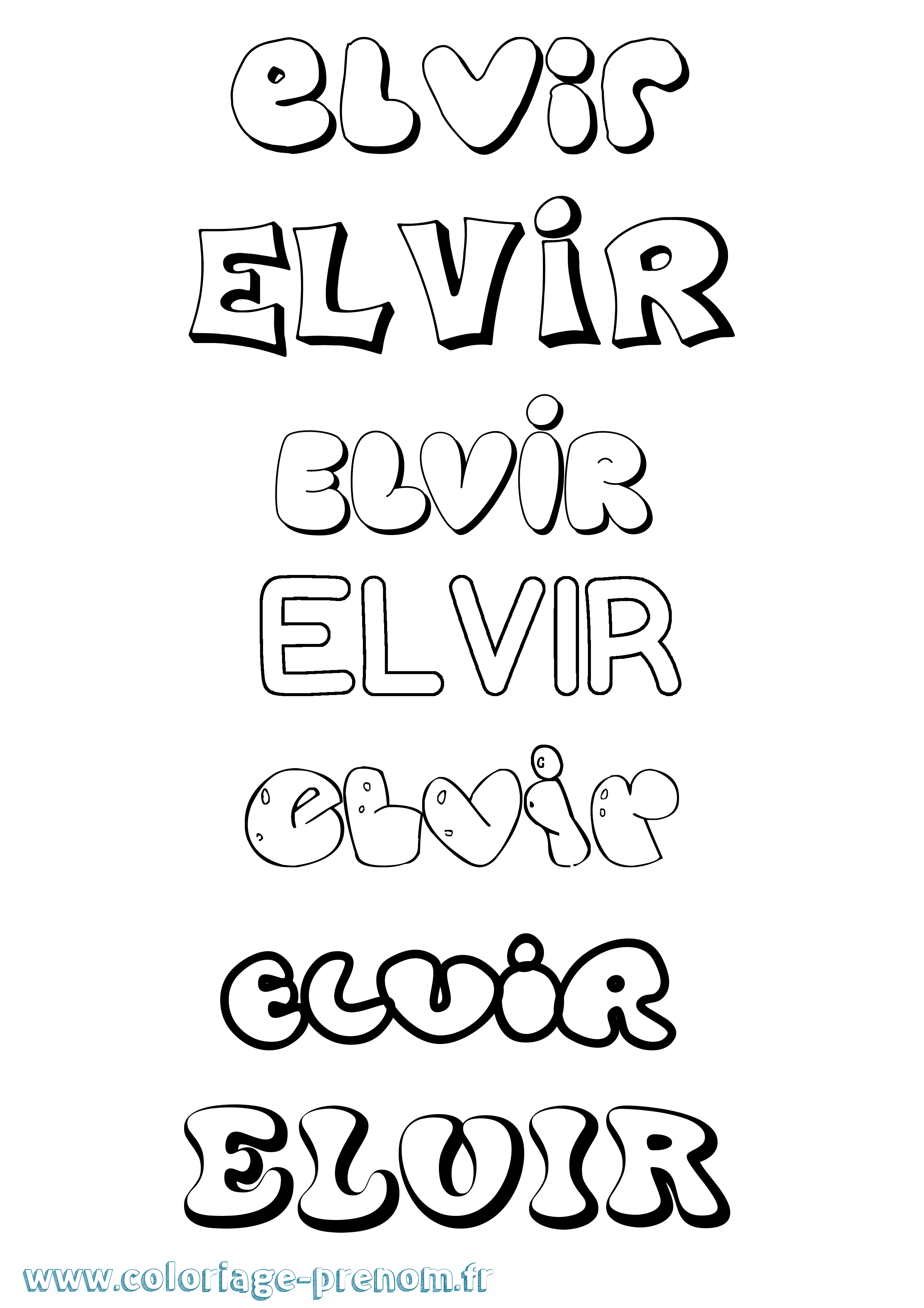 Coloriage Elvir Bubble Coloriage prénom Elvir Bubble