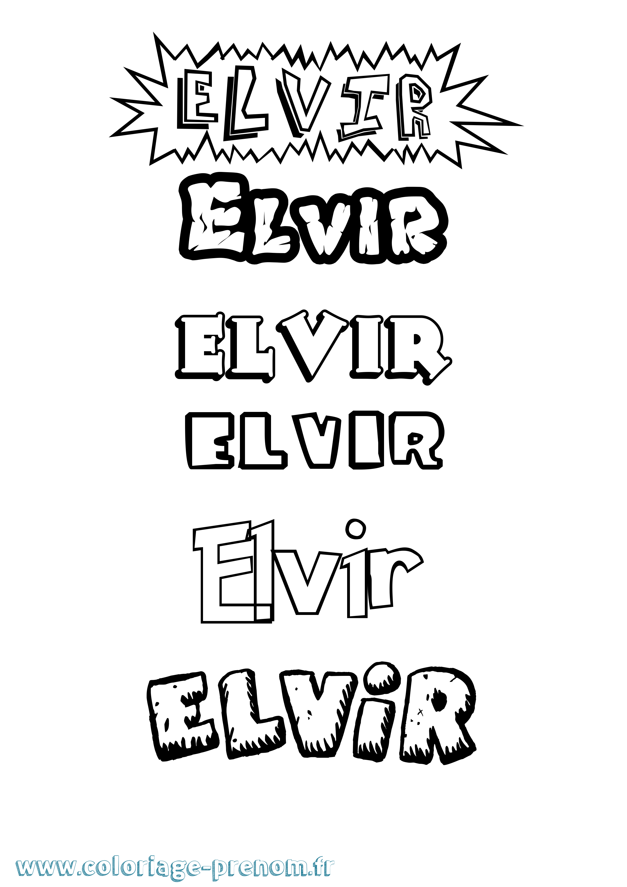 Coloriage Elvir Dessin Animé Coloriage prénom Elvir Dessin Animé