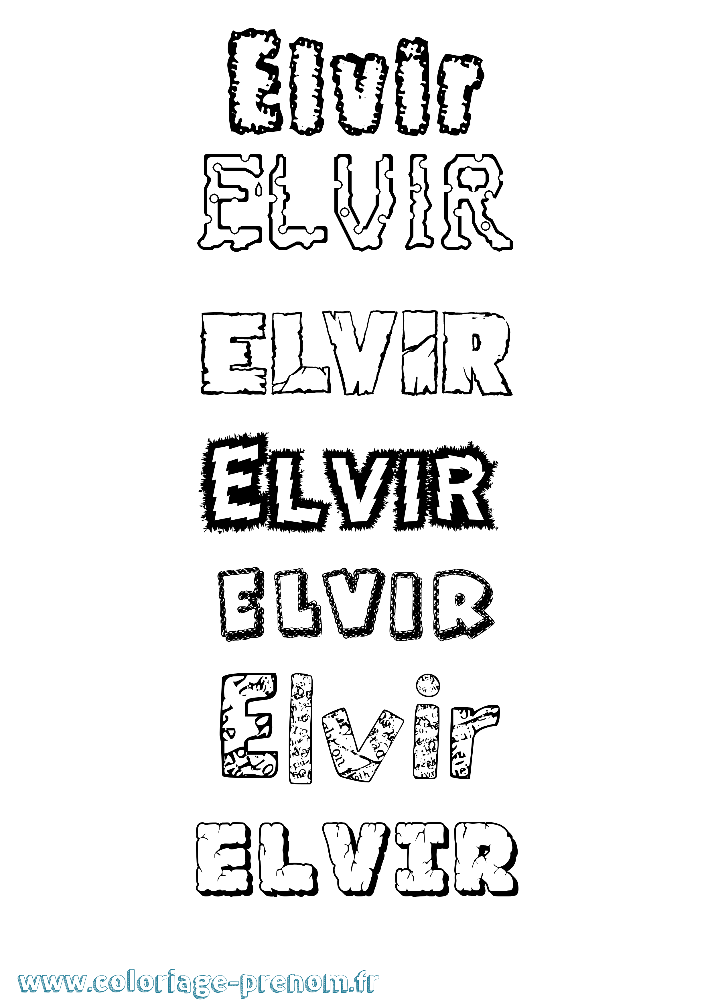 Coloriage Elvir Destructuré Coloriage prénom Elvir Destructuré