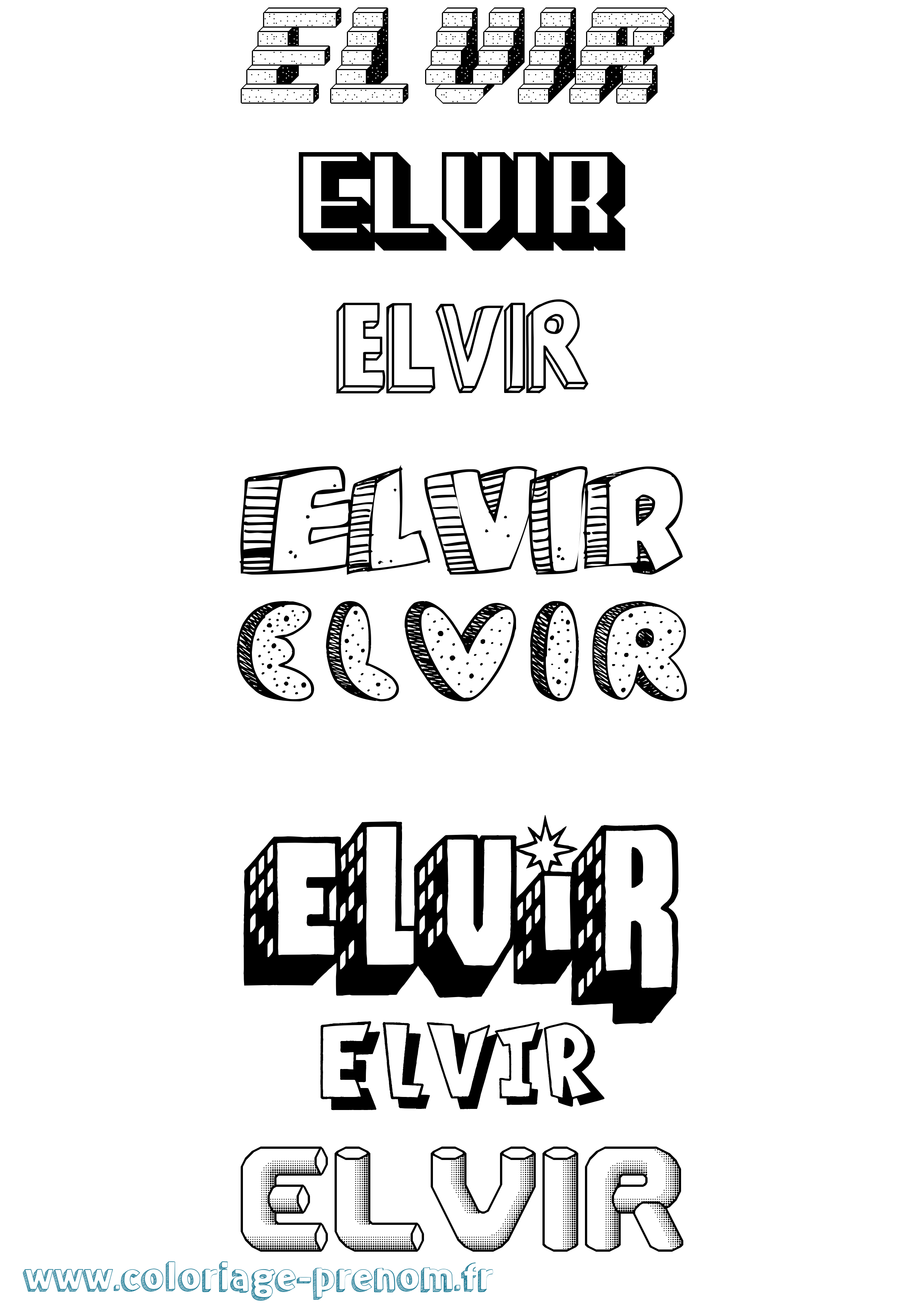 Coloriage Elvir Effet 3D Coloriage prénom Elvir Effet 3D